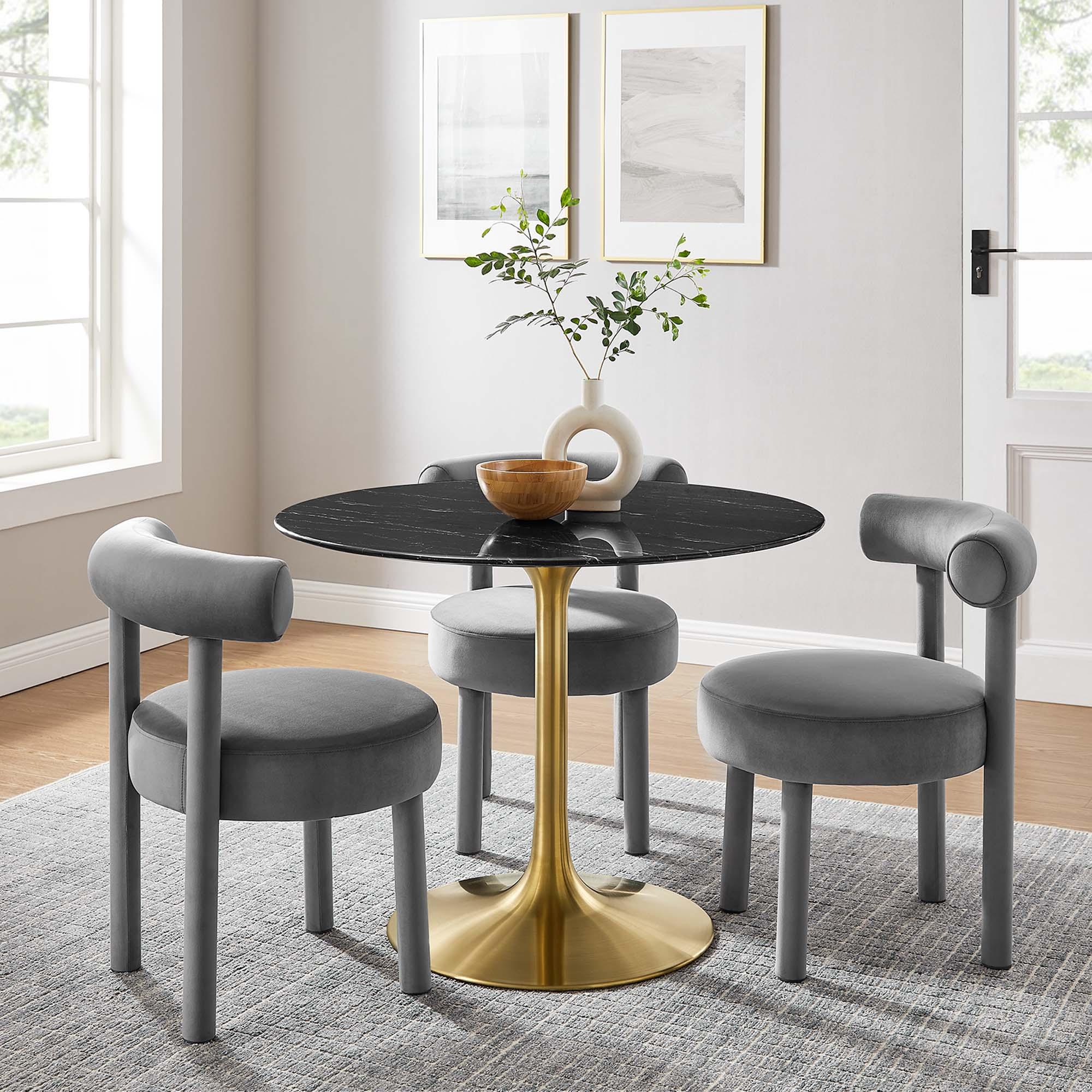 Lippa 40" Round Faux Marble Dining Table