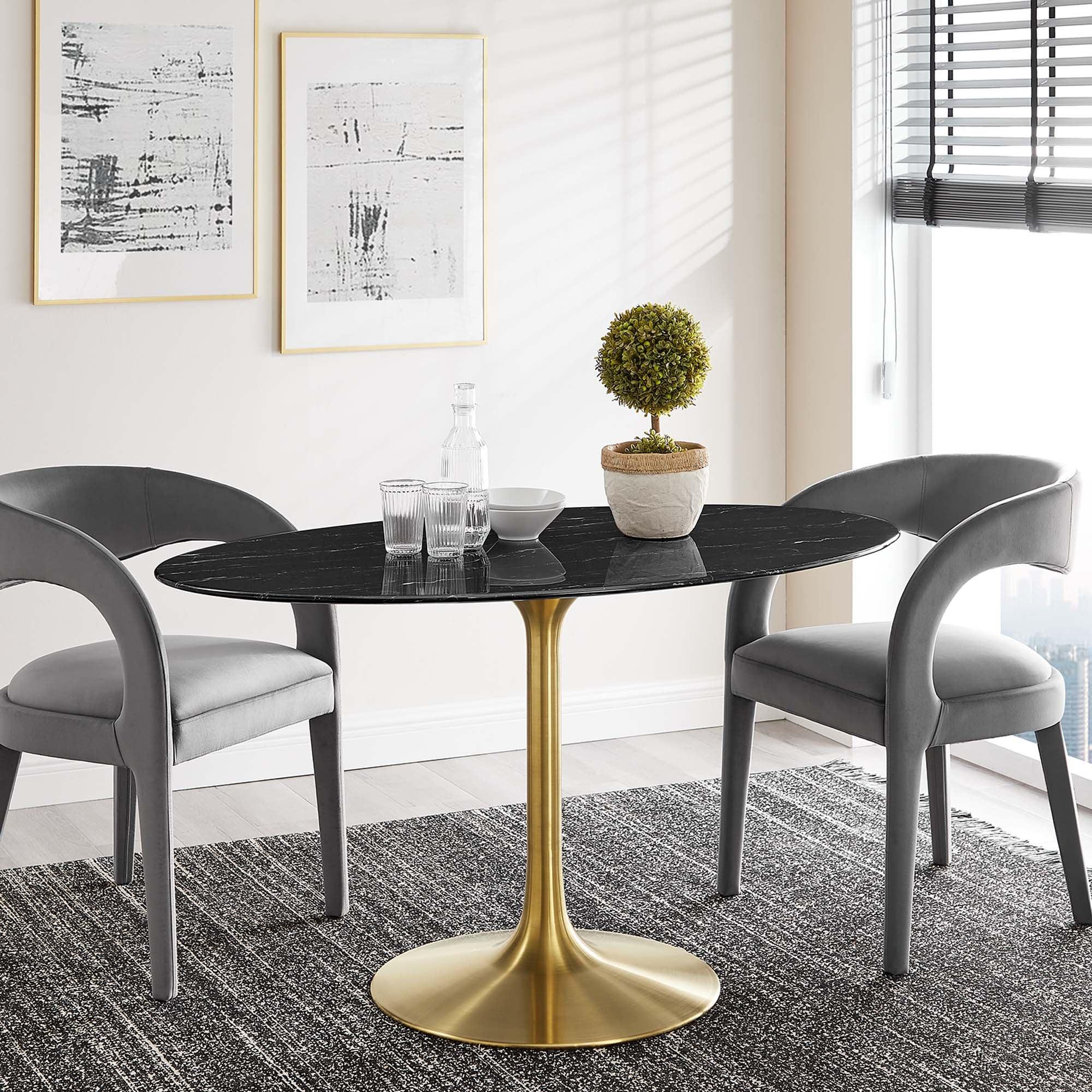 Lippa 54" Oval Faux Marble Dining Table