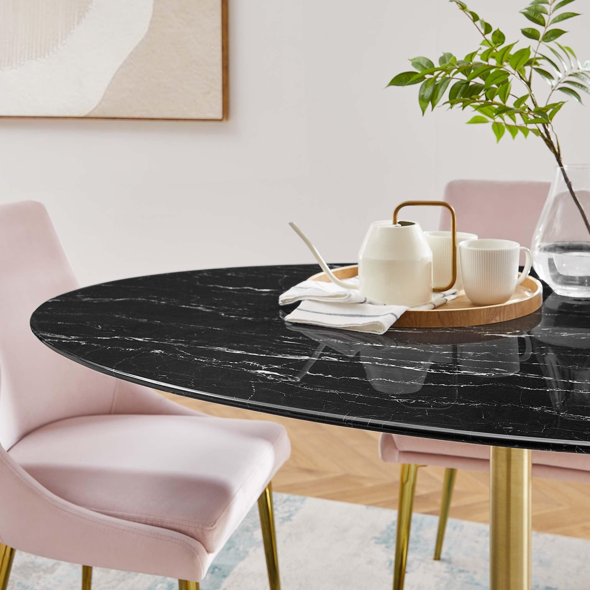 Lippa 60" Oval Faux Marble Dining Table