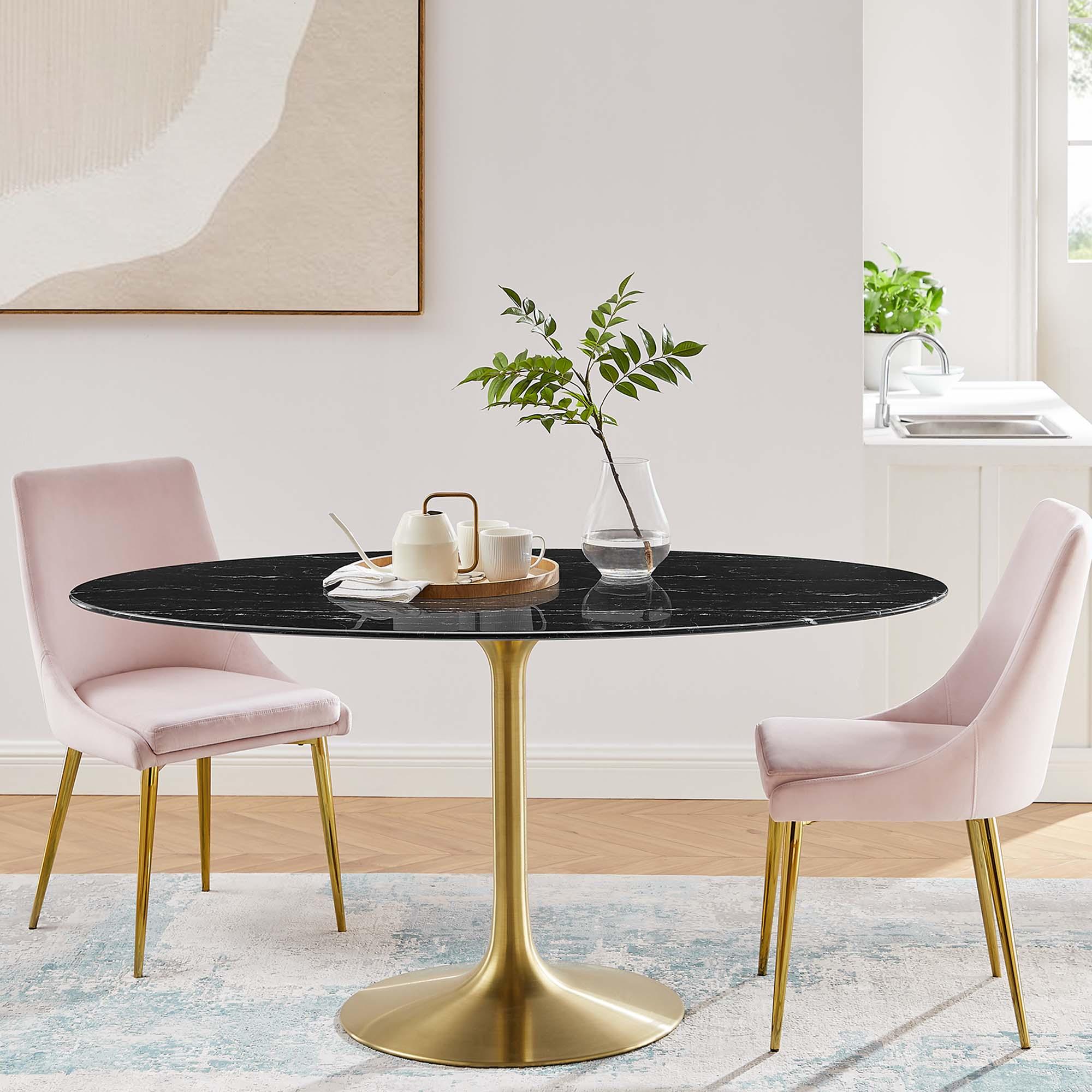 Lippa 60" Oval Faux Marble Dining Table