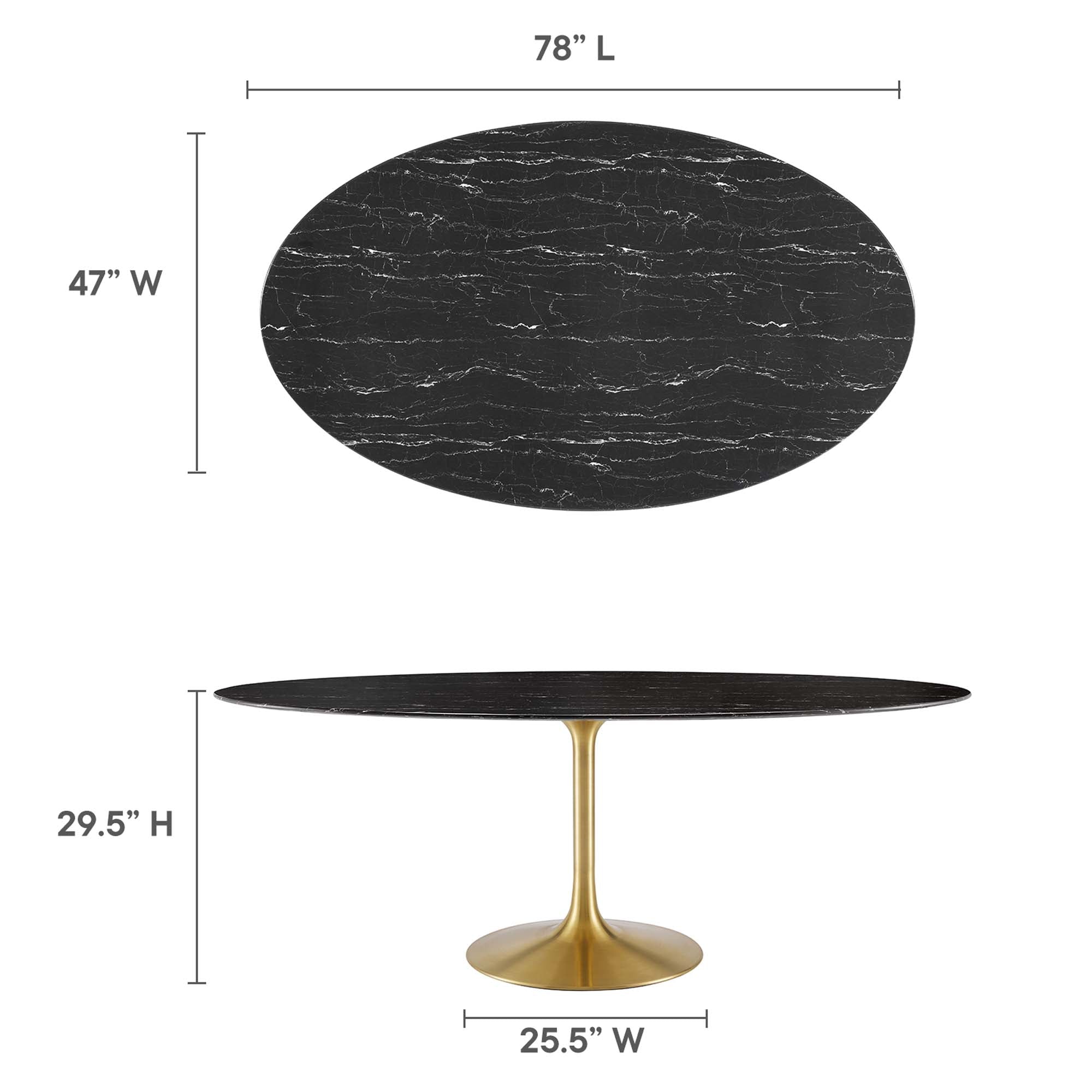 Lippa 78" Oval Faux Marble Dining Table
