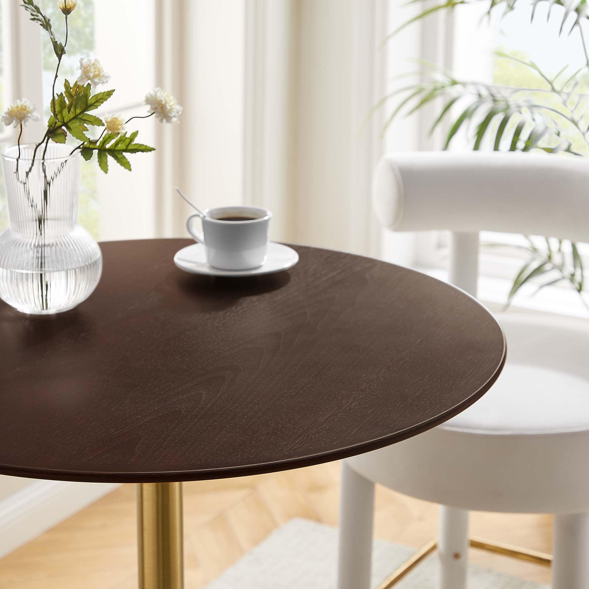 Lippa 28" Round Cherry Walnut Wood Bar Table