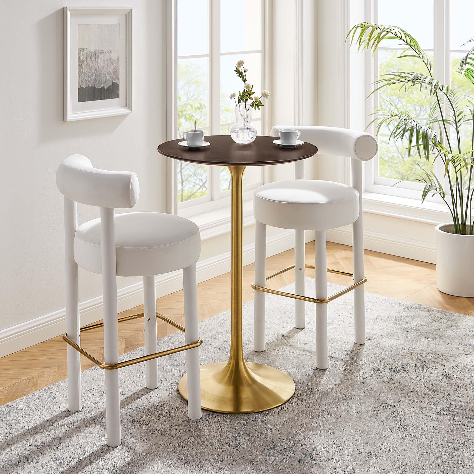 Lippa 28" Round Cherry Walnut Wood Bar Table