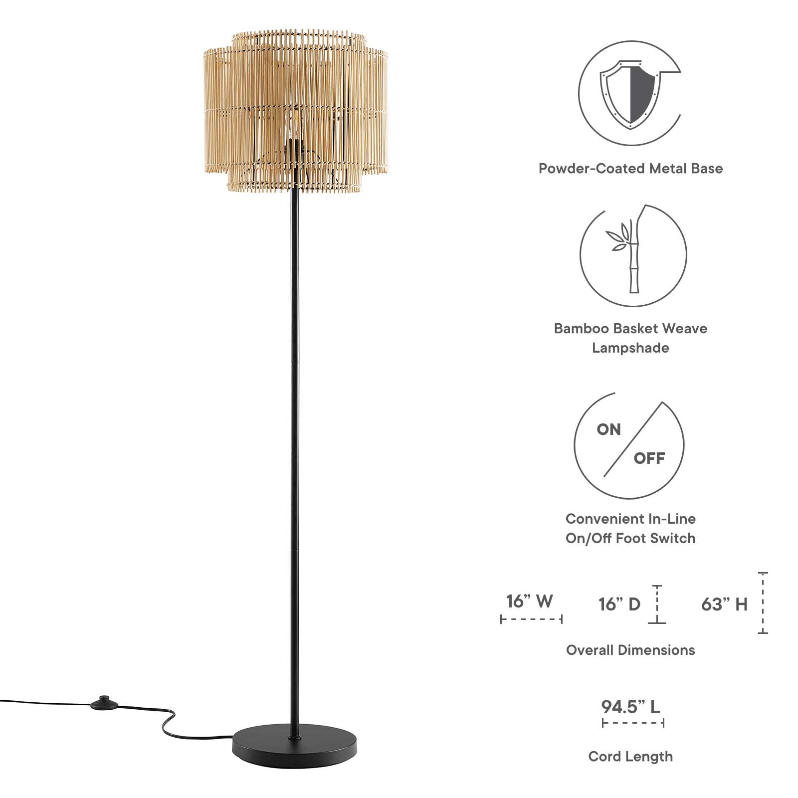 Nourish Bamboo Floor Lamp-Floor Lamp-Modway-Wall2Wall Furnishings