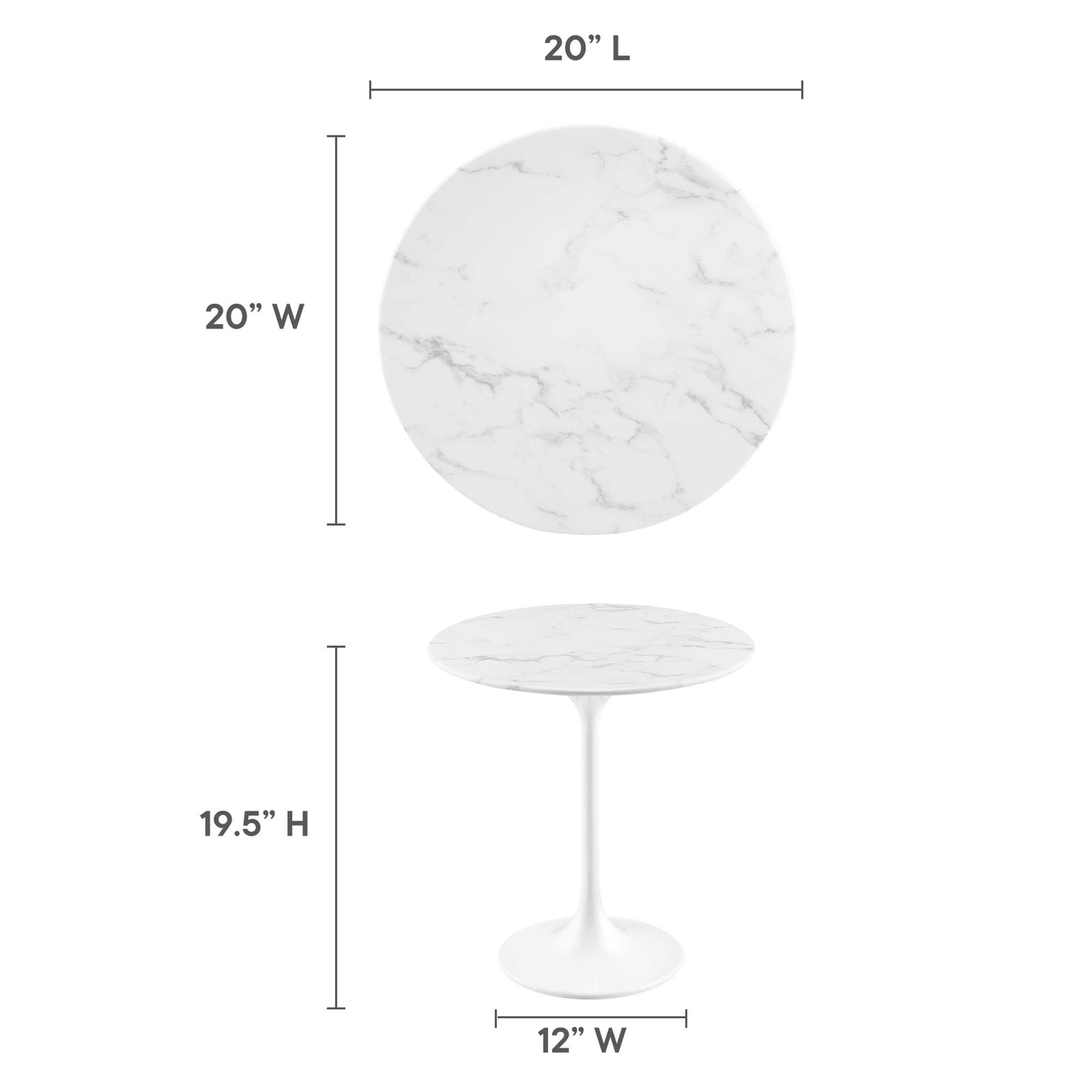 Lippa 20" Round Faux Marble Side Table