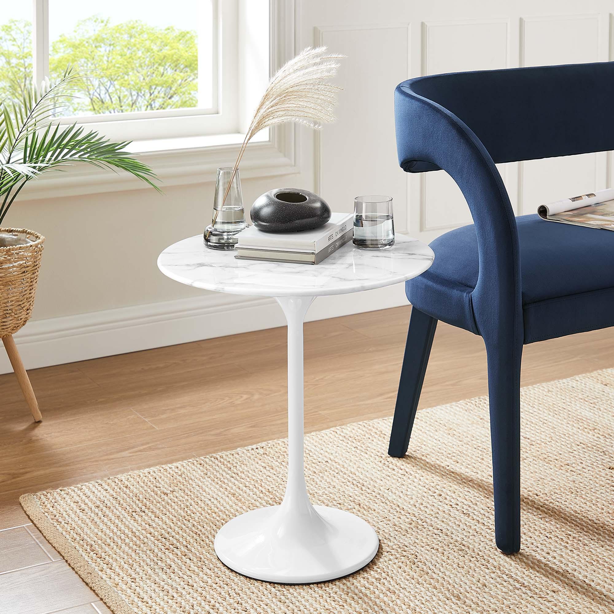 Lippa 20" Round Faux Marble Side Table