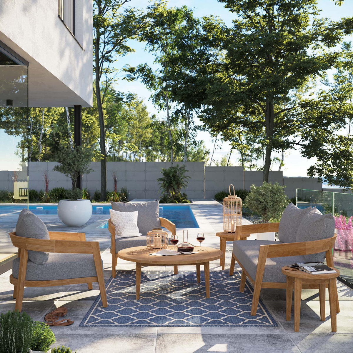 Brisbane 6-Piece Teak Wood Outdoor Patio Set