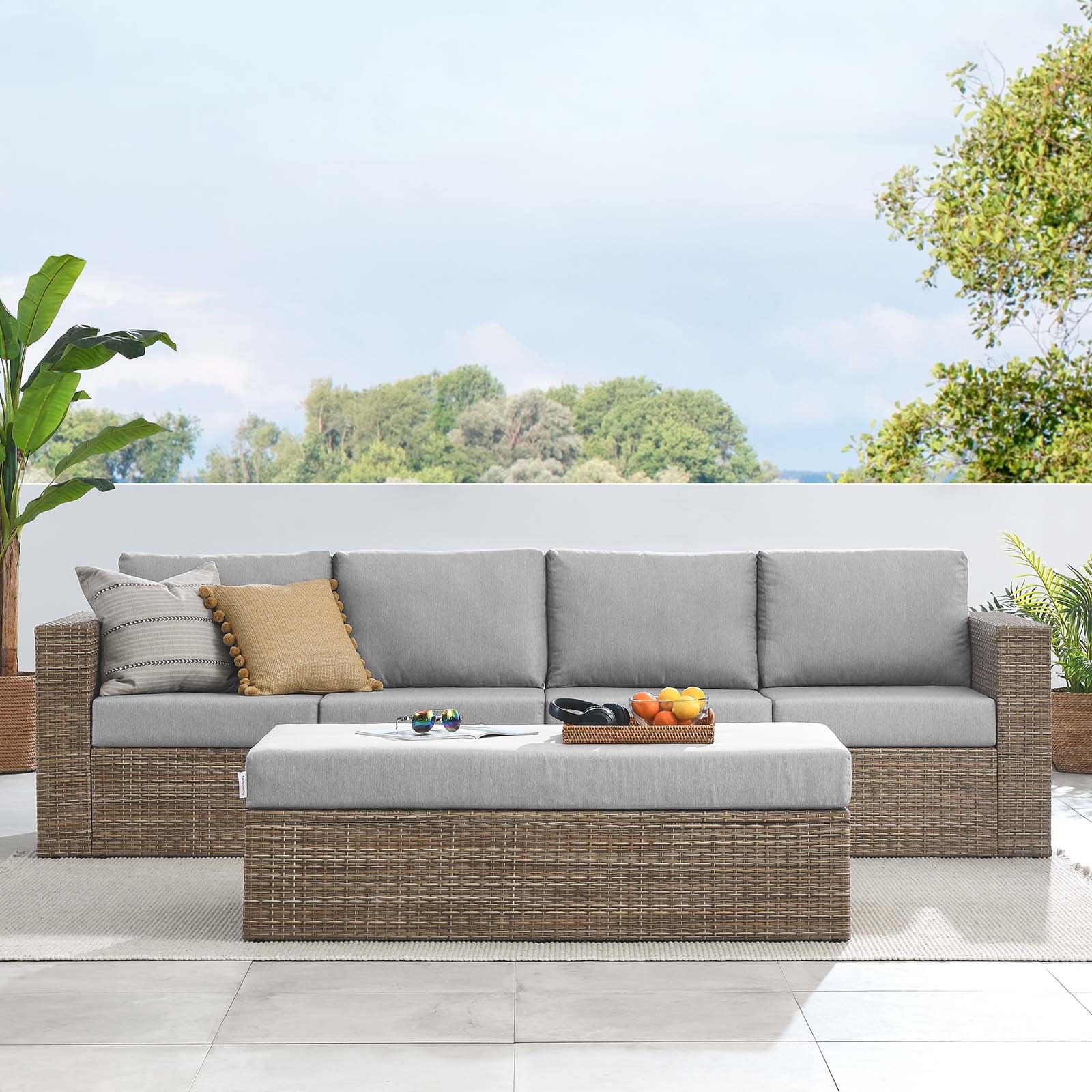 Convene Outdoor Patio Sectional Sofa and Ottoman Set-Outdoor Set-Modway-Wall2Wall Furnishings