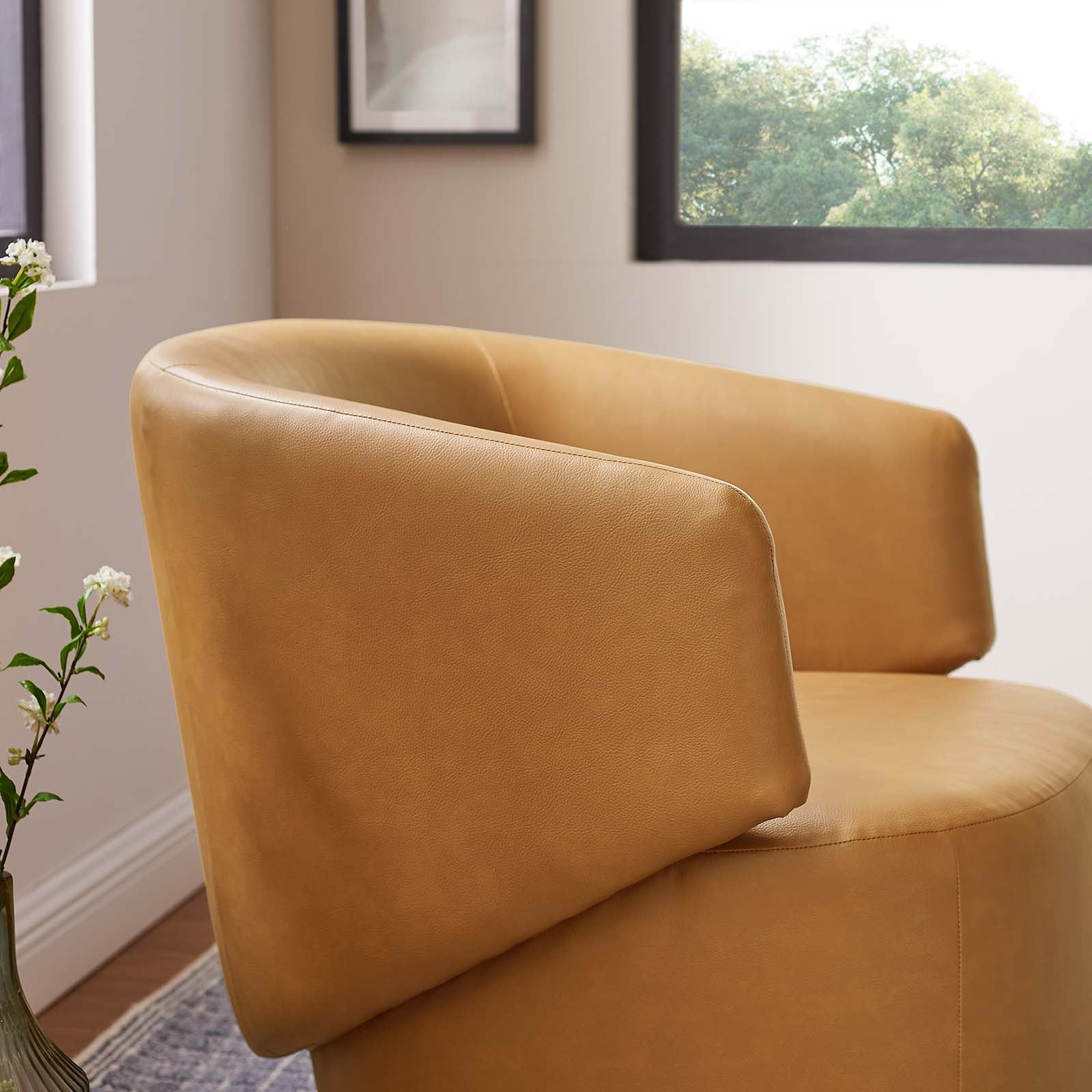 Celestia Vegan Leather Fabric and Wood Swivel Chair-Swivel Chair-Modway-Wall2Wall Furnishings