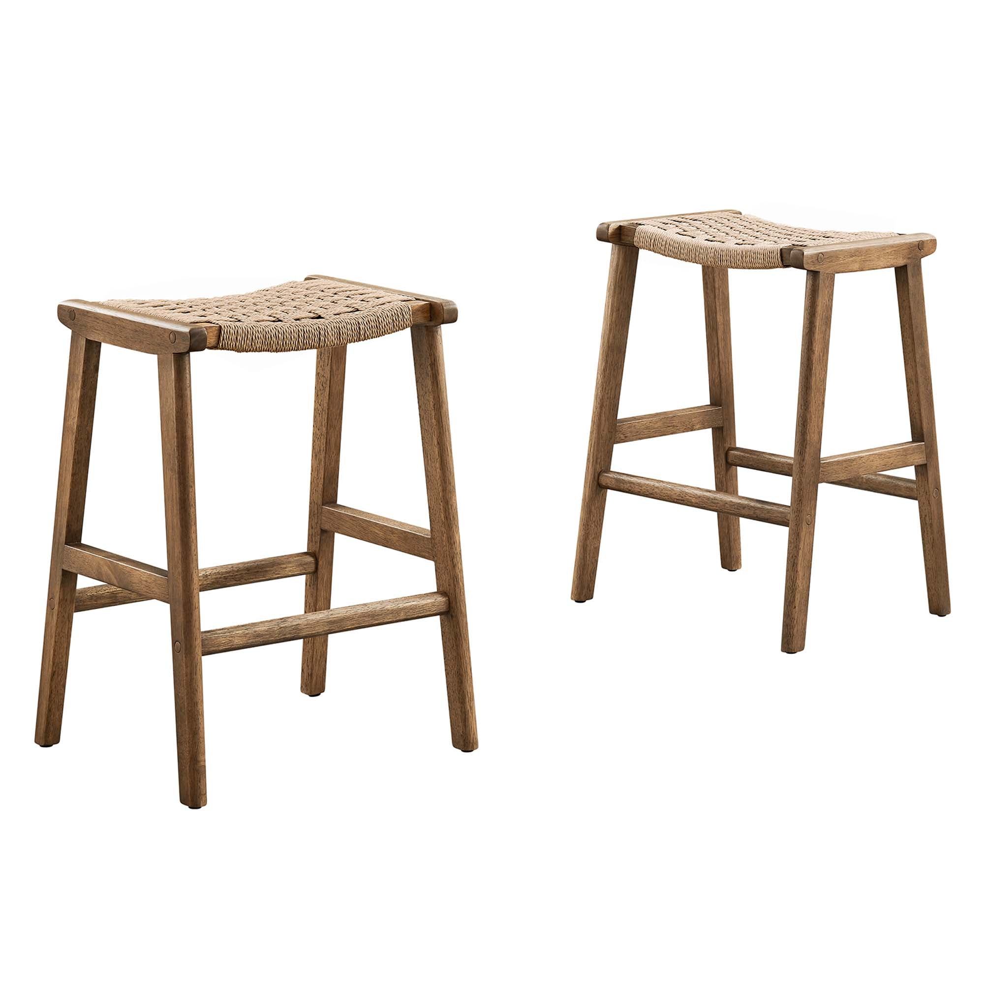 Saoirse Woven Rope Wood Counter Stool Set of 2