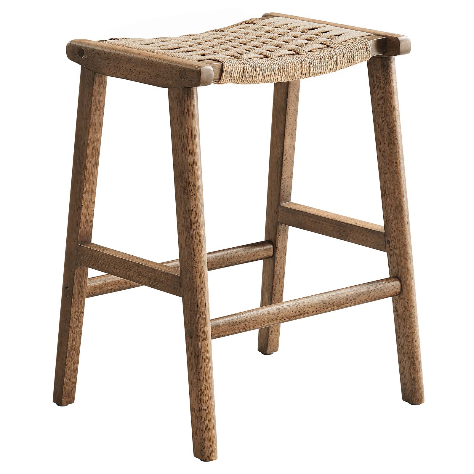 Saoirse Woven Rope Wood Counter Stool - Set of 2-Counter Stool-Modway-Wall2Wall Furnishings