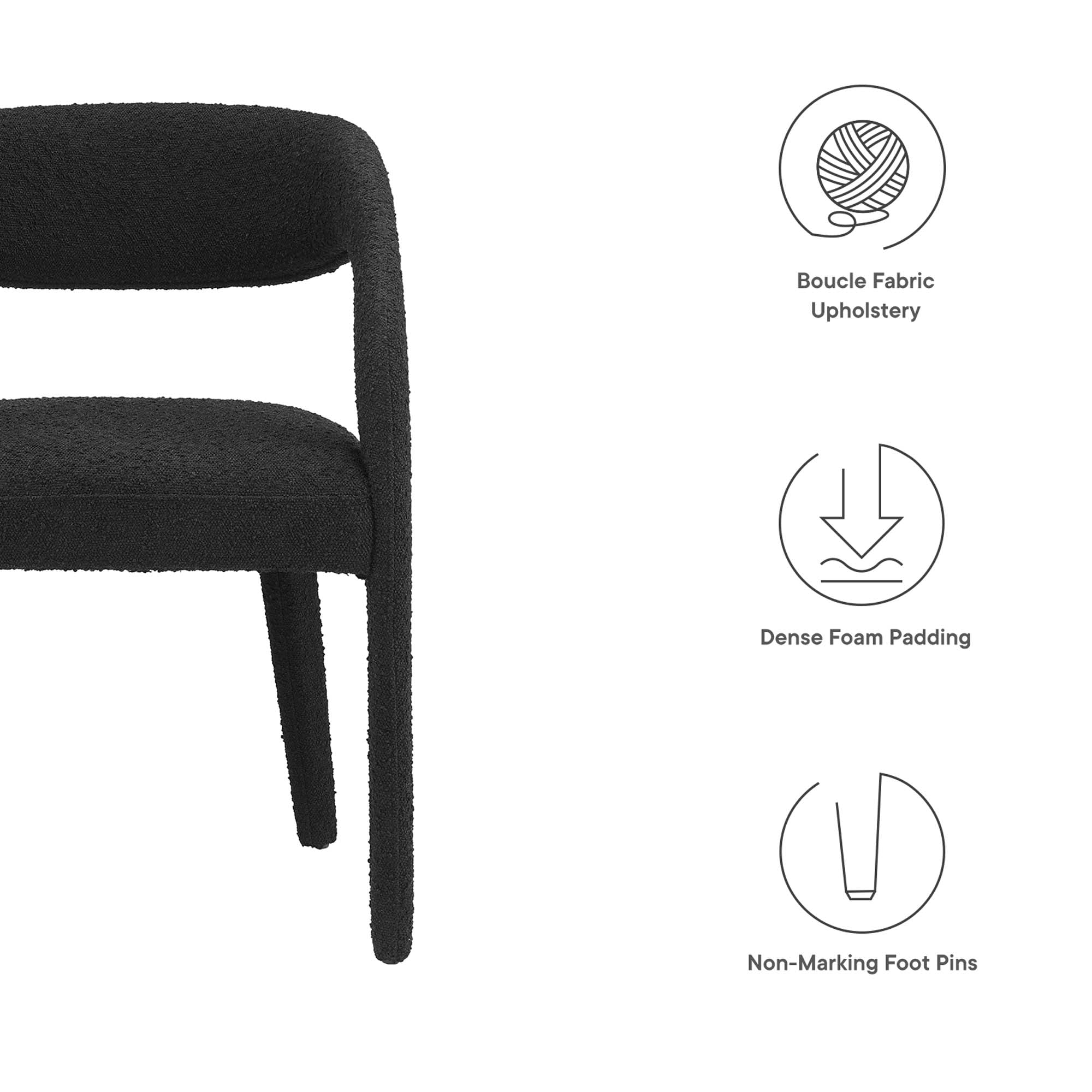 Pinnacle Boucle Upholstered Dining Chair Set of 2