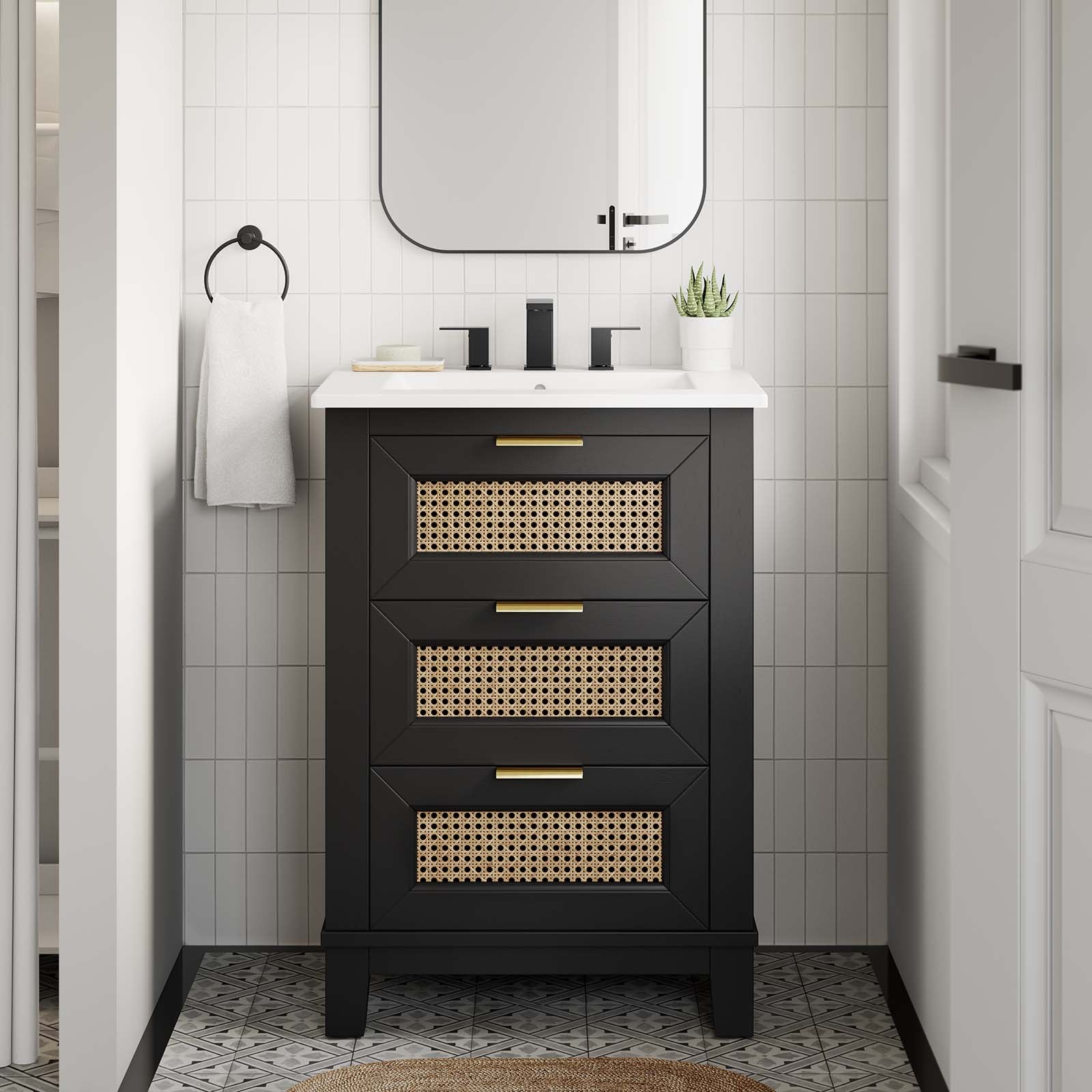 Dixie 24” Solid Wood Bathroom Vanity Cabinet (Sink Basin Not Included)-Bathroom Vanity-Modway-Wall2Wall Furnishings