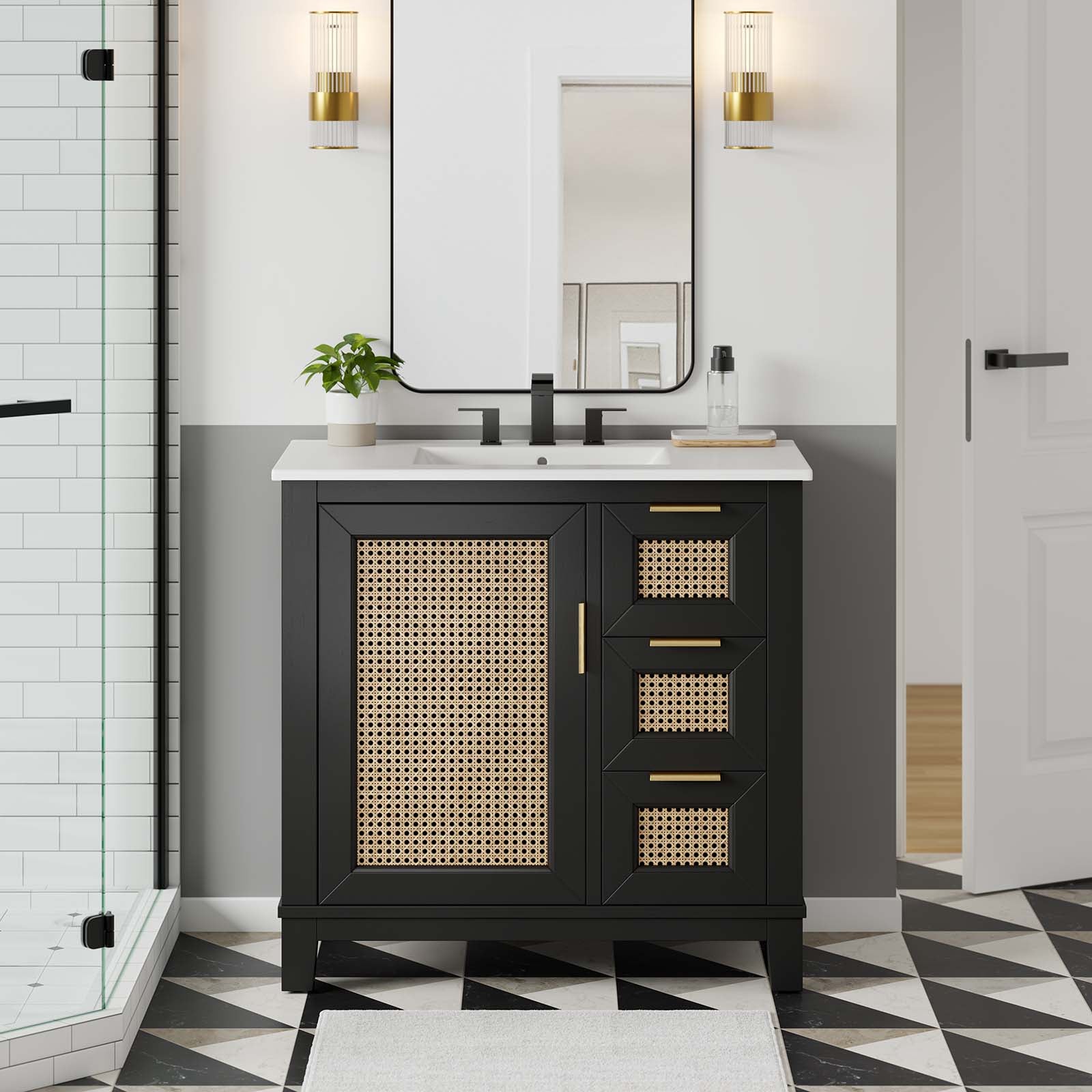 Dixie 36” Solid Wood Bathroom Vanity Cabinet (Sink Basin Not Included)-Bathroom Vanity-Modway-Wall2Wall Furnishings