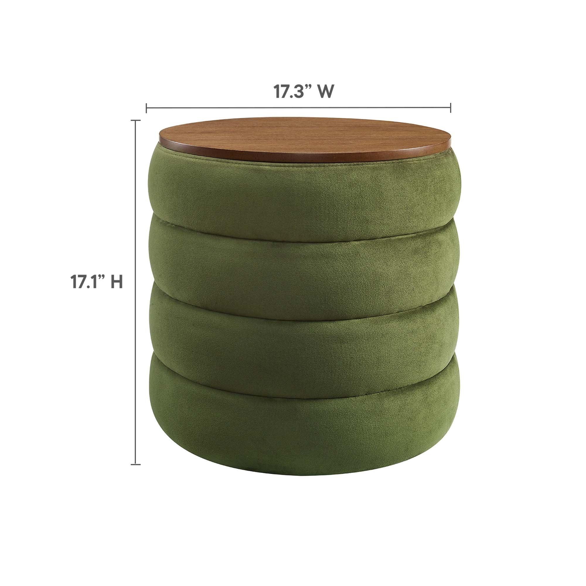 Mezzo Round Performance Velvet Storage Ottoman