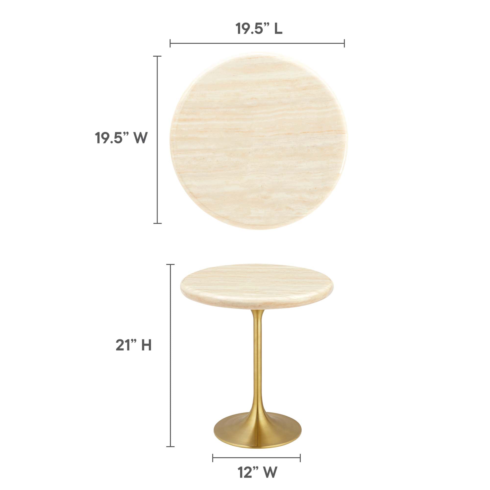 Lippa 20" Round Faux Travertine Side Table