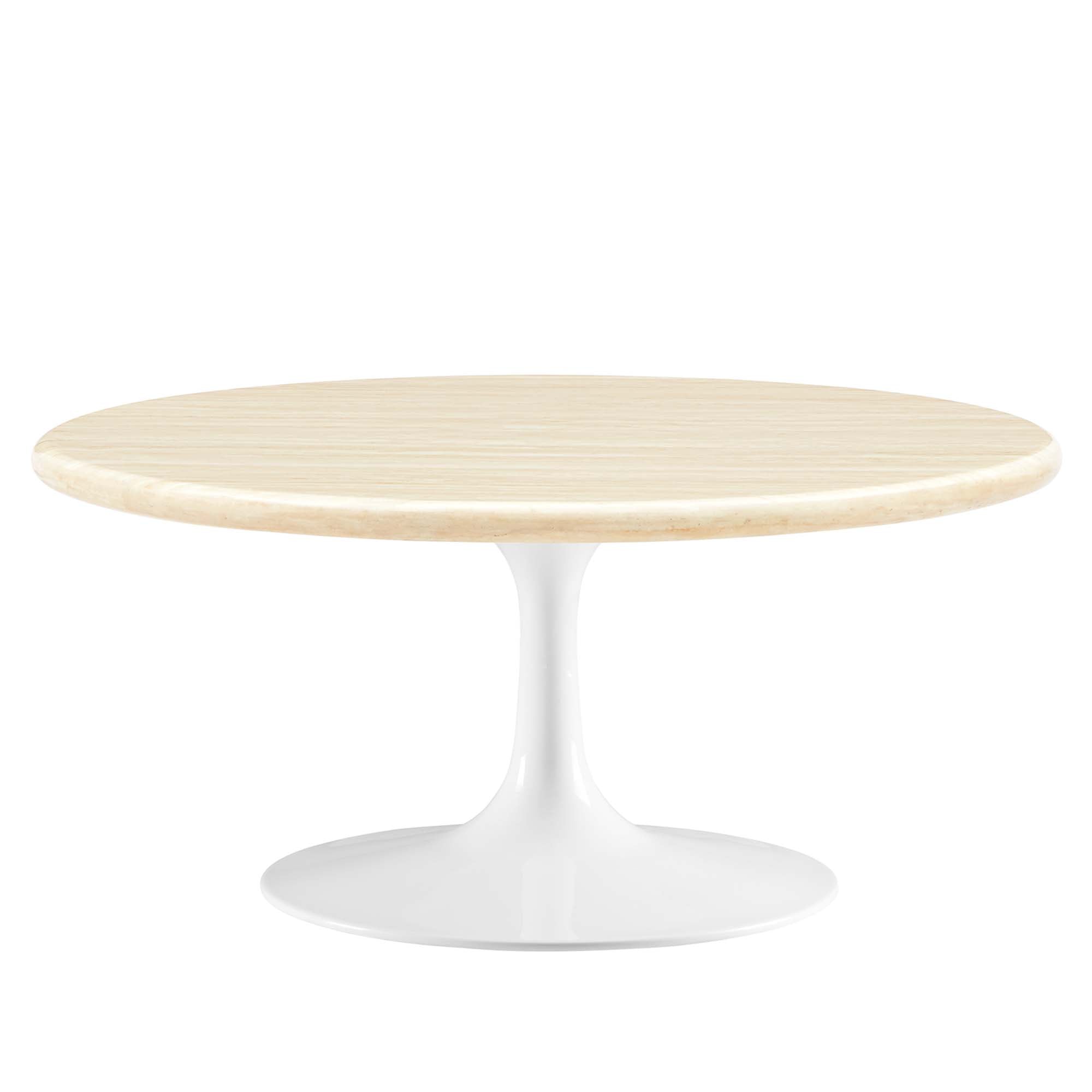 Lippa 36" Round Faux Travertine Coffee Table