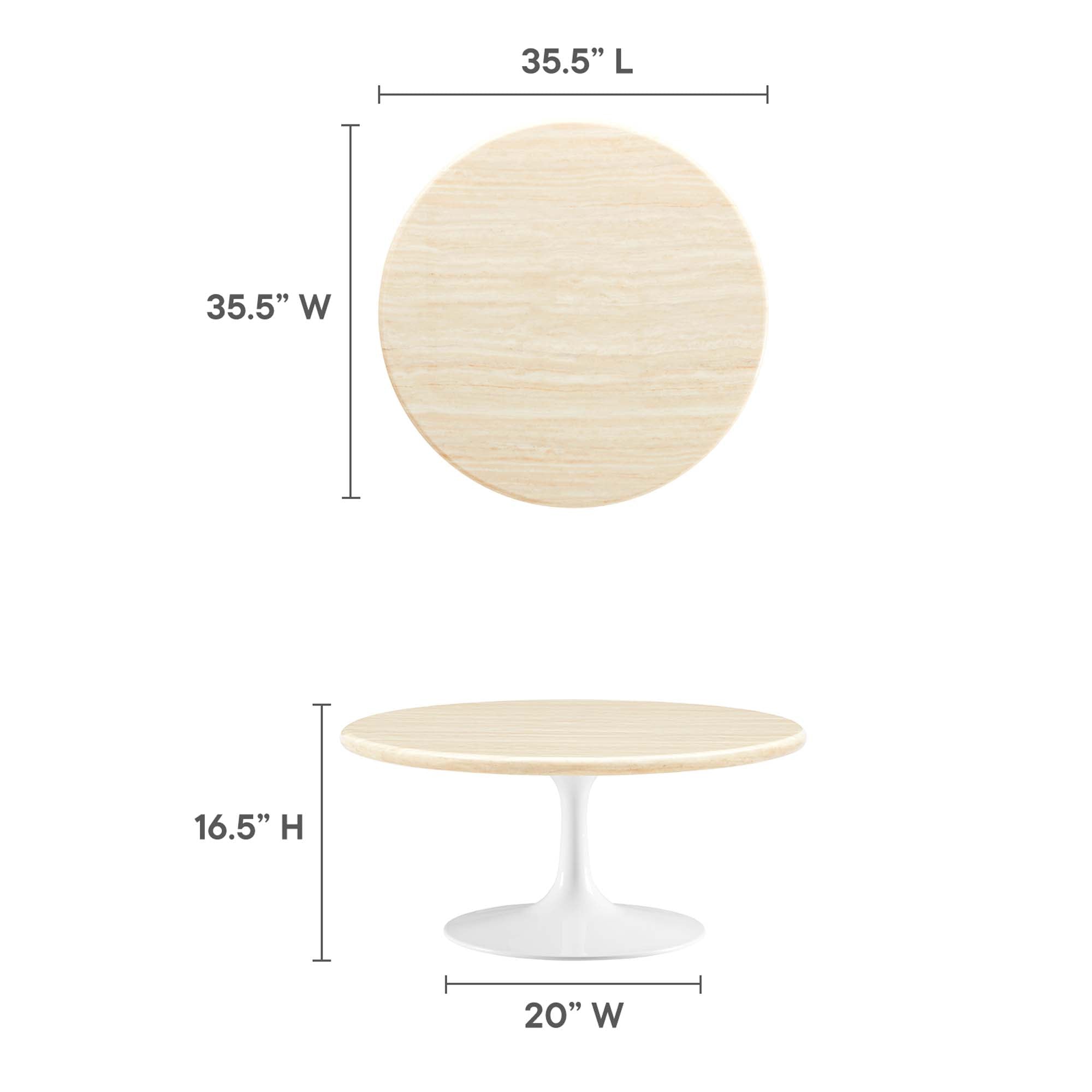 Lippa 36" Round Faux Travertine Coffee Table