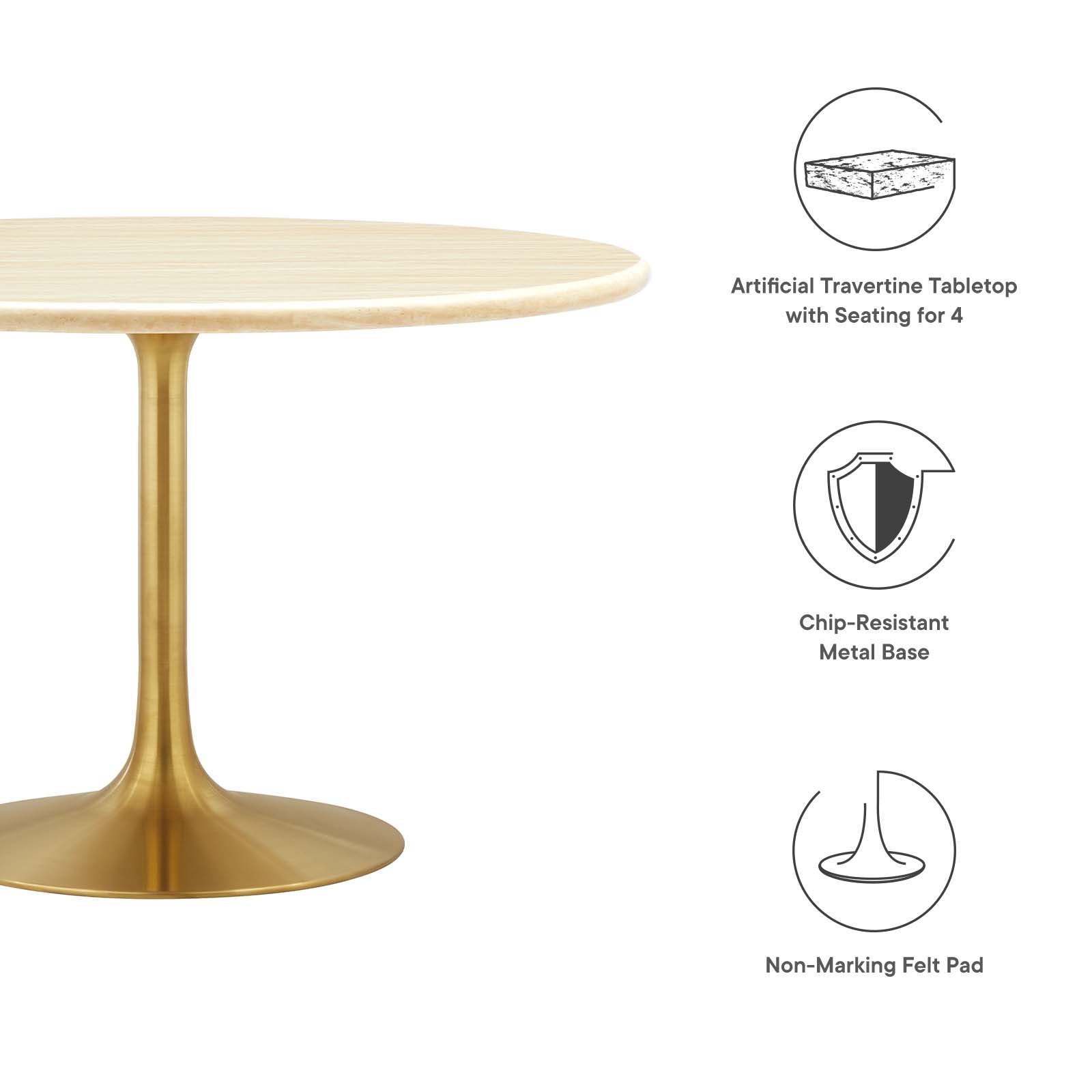 Lippa 48" Round Artificial Travertine Dining Table-Dining Table-Modway-Wall2Wall Furnishings