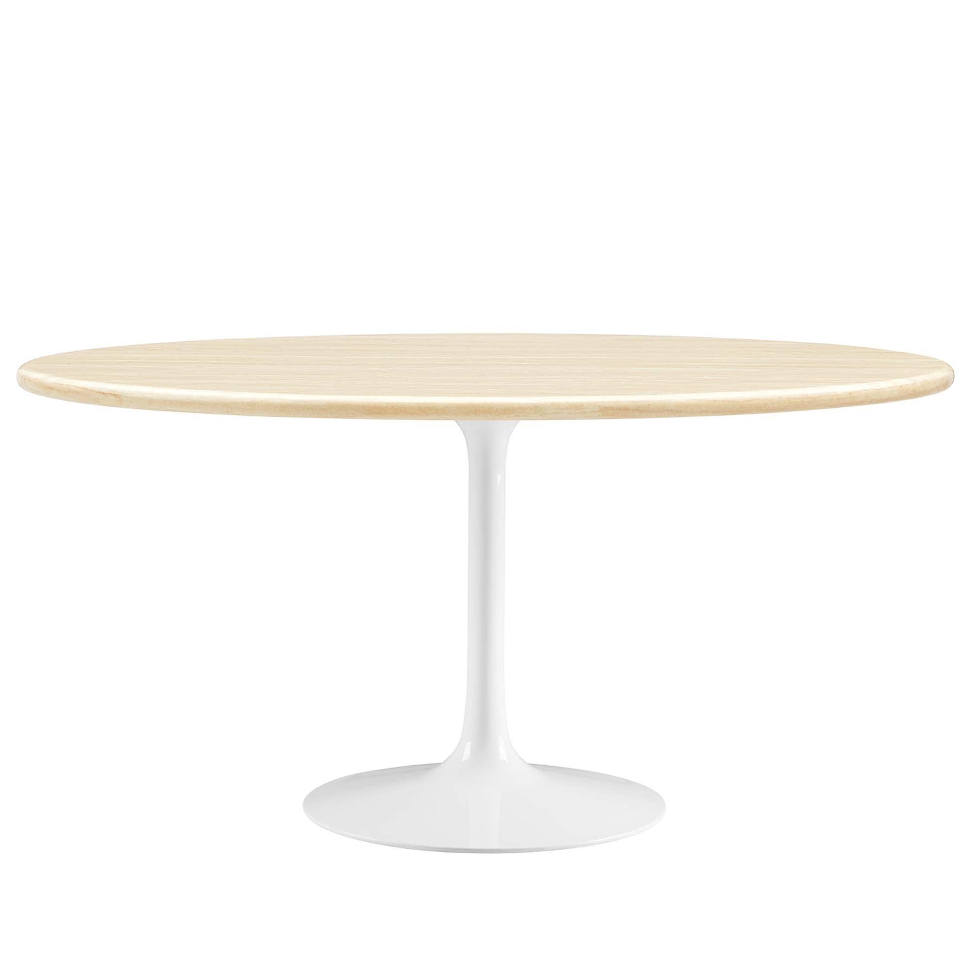 Lippa 60” Oval Faux Travertine Dining Table