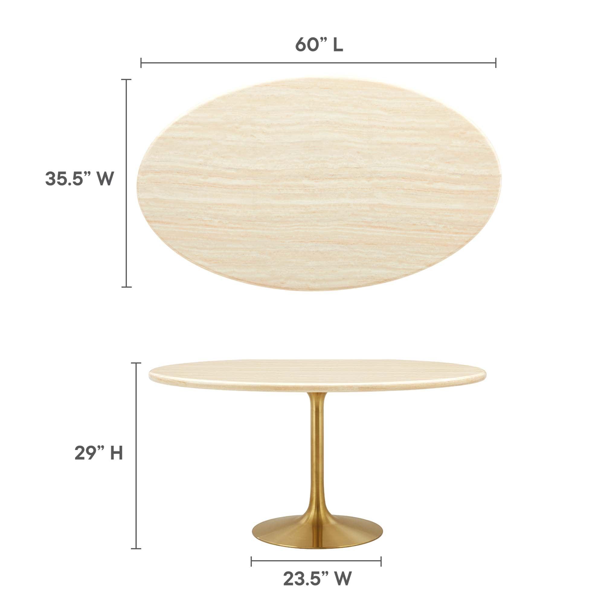 Lippa 60" Oval Faux Travertine Dining Table