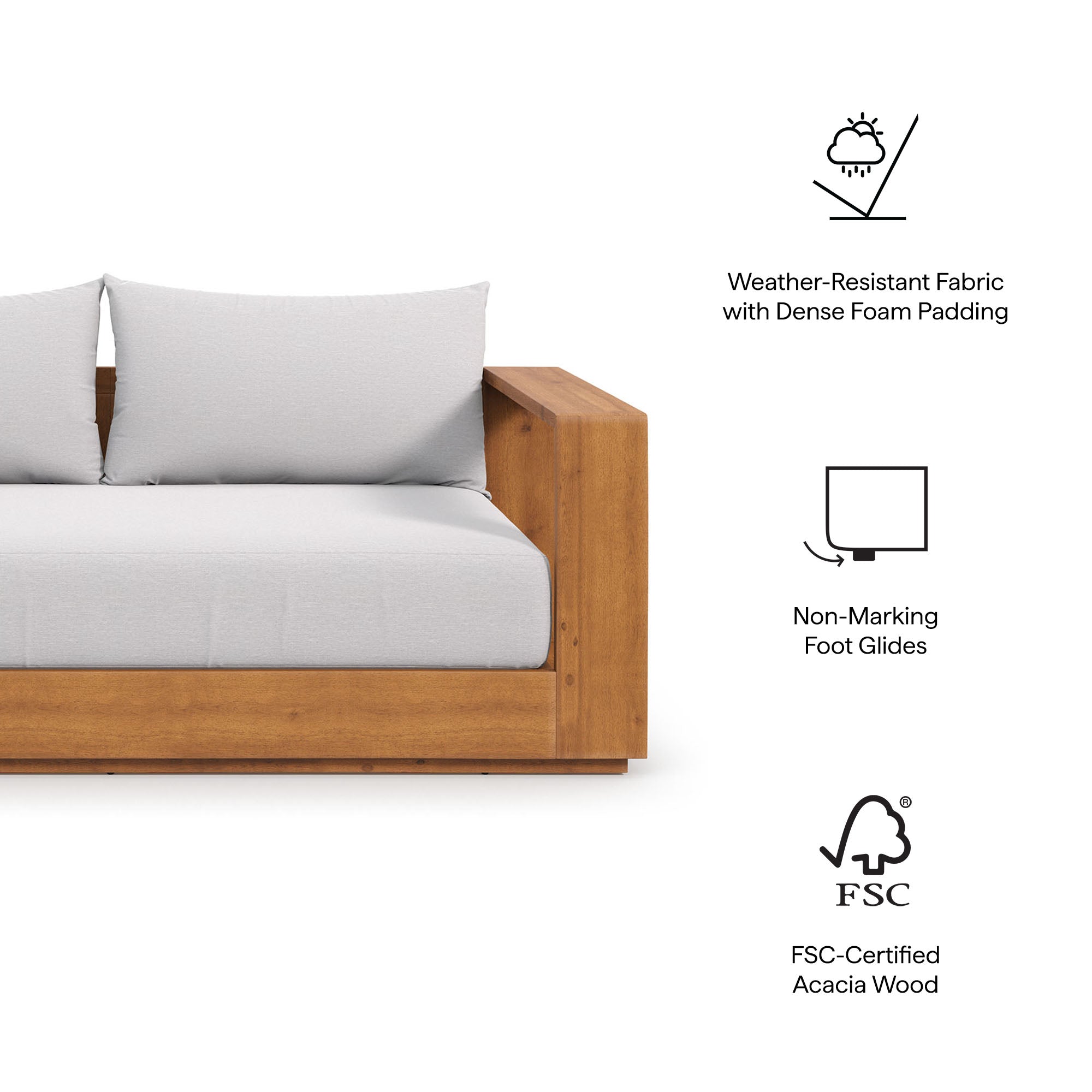 Tahoe Acacia Wood Outdoor Patio Acacia Wood Loveseat