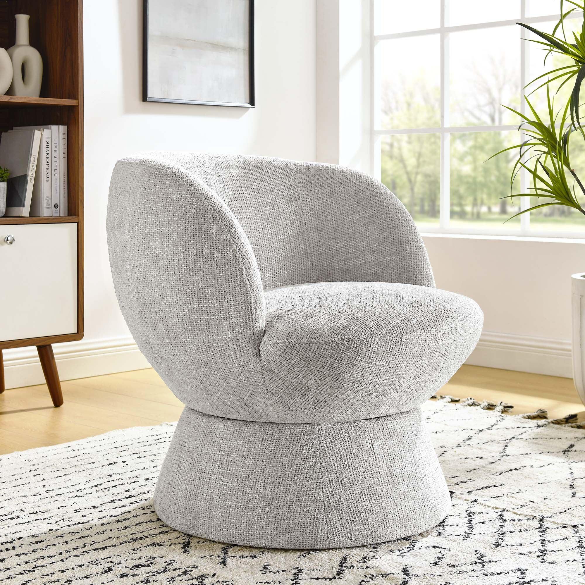 Vesta Chenille Fabric Upholstered Swivel Chair