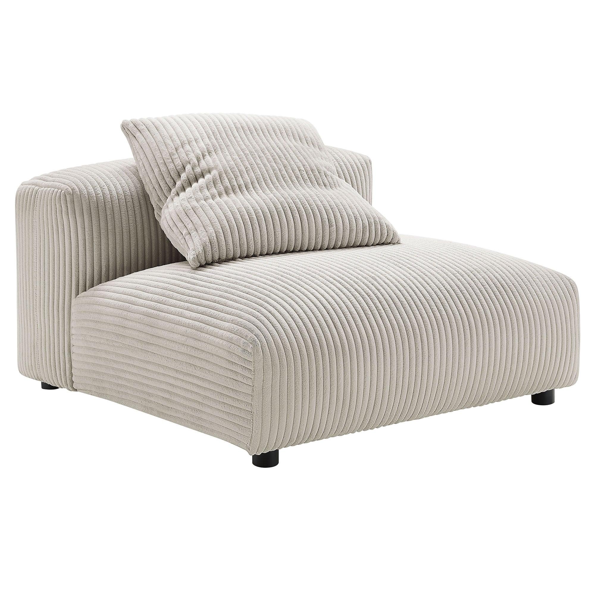 Solace Modular Corduroy Upholstered Armless Chair and Ottoman Set