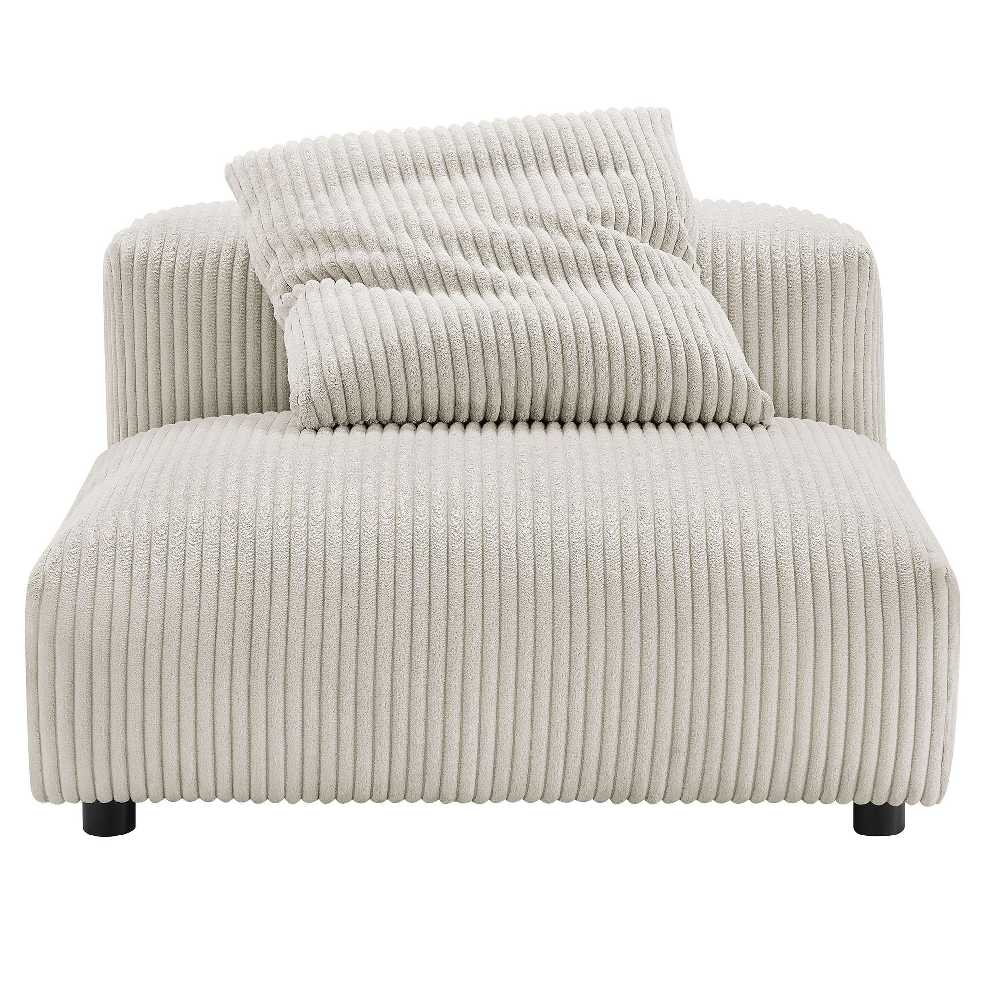 Solace Modular Corduroy Upholstered Armless Chair and Ottoman Set