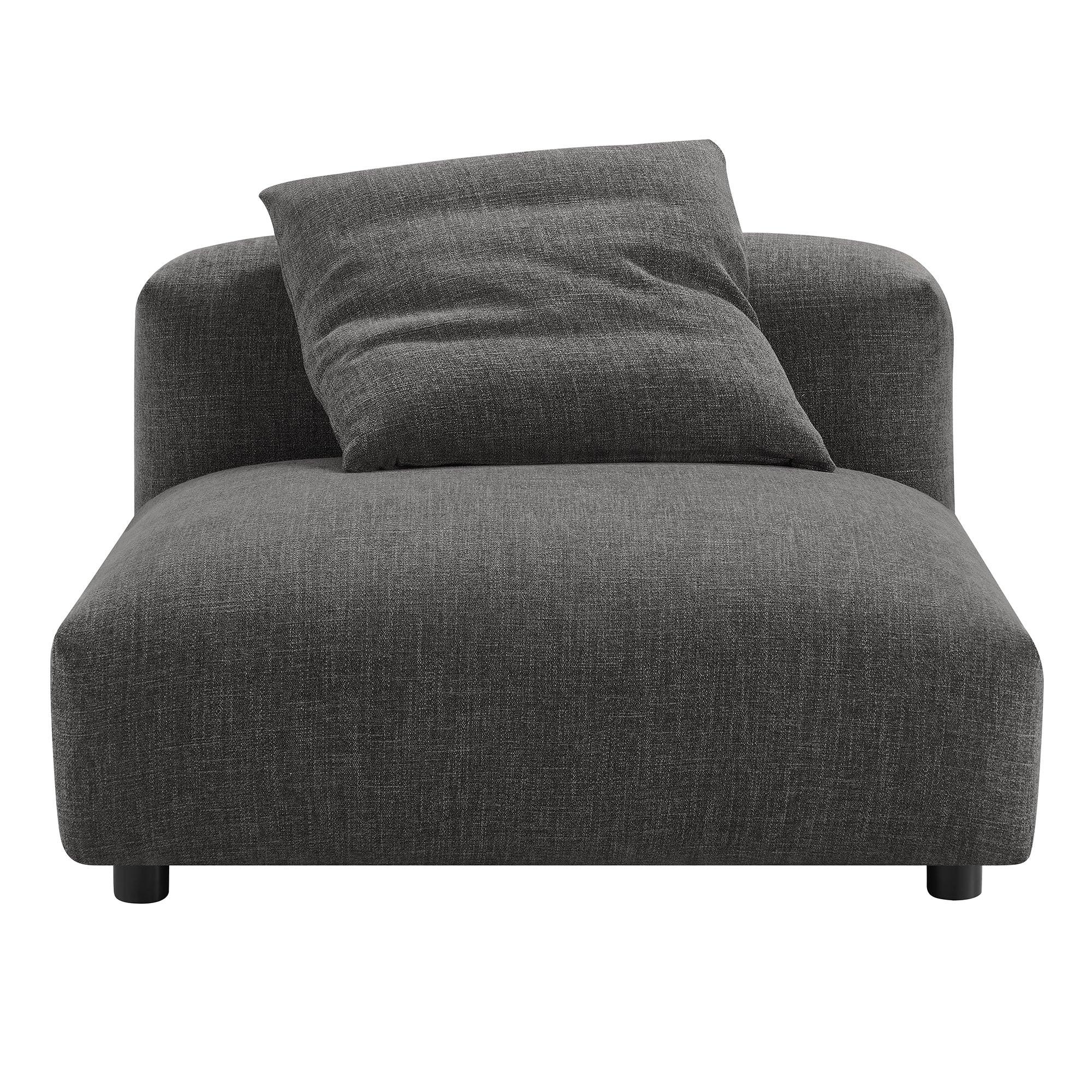 Solace Modular Upholstered Fabric Armless Chair and Ottoman Set