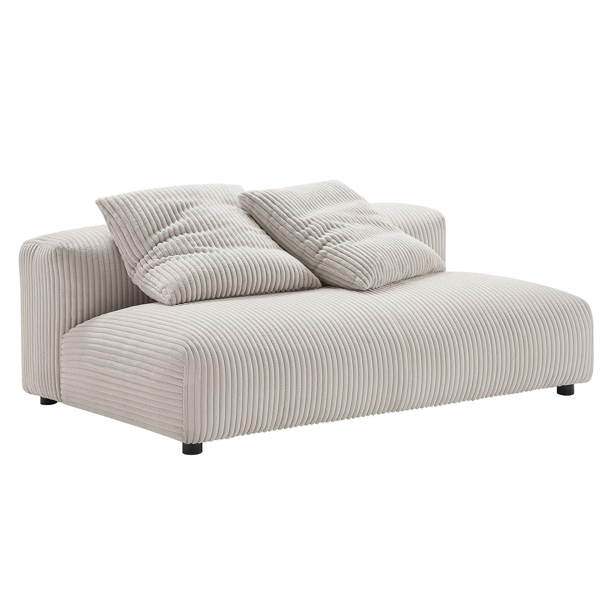 Solace Modular Corduroy Upholstered Armless Loveseat and Ottoman Set