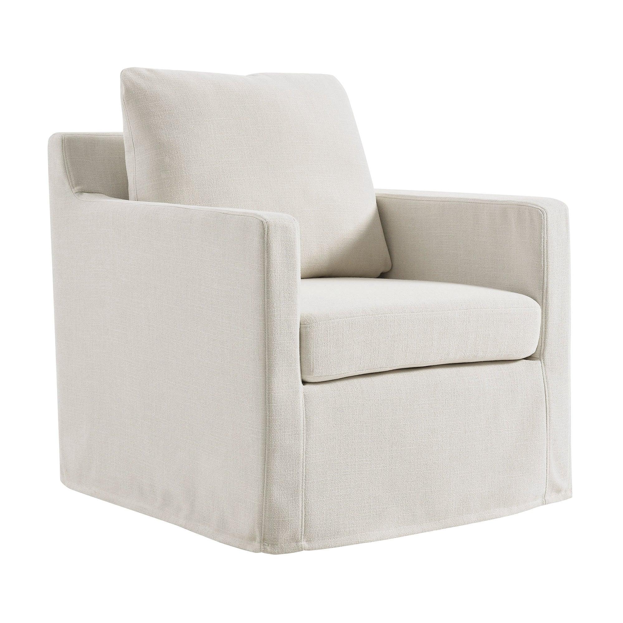 Serene Linen Slipcovered Swivel Armchair