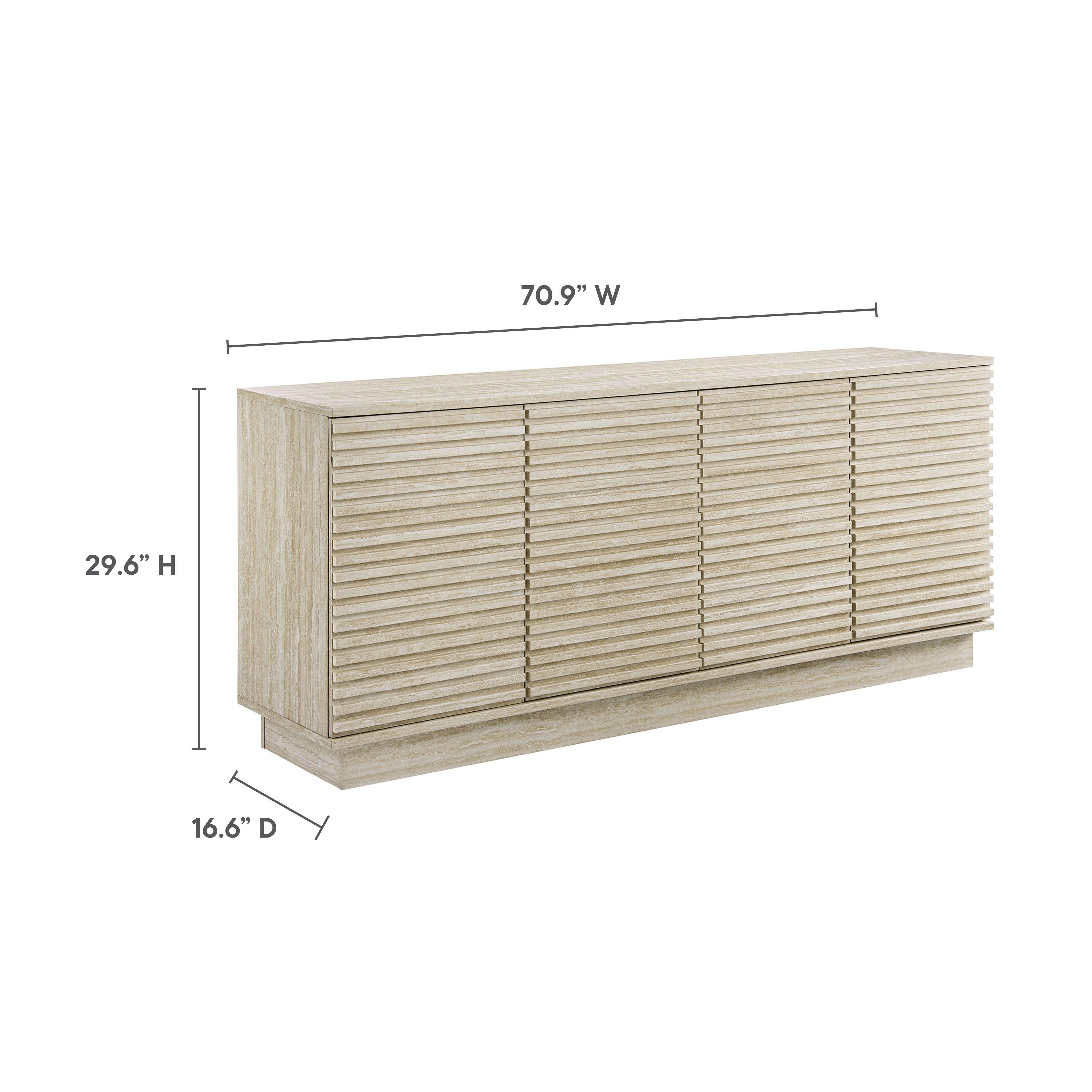 Render 70" Faux Travertine Sideboard Cabinet TV Stand