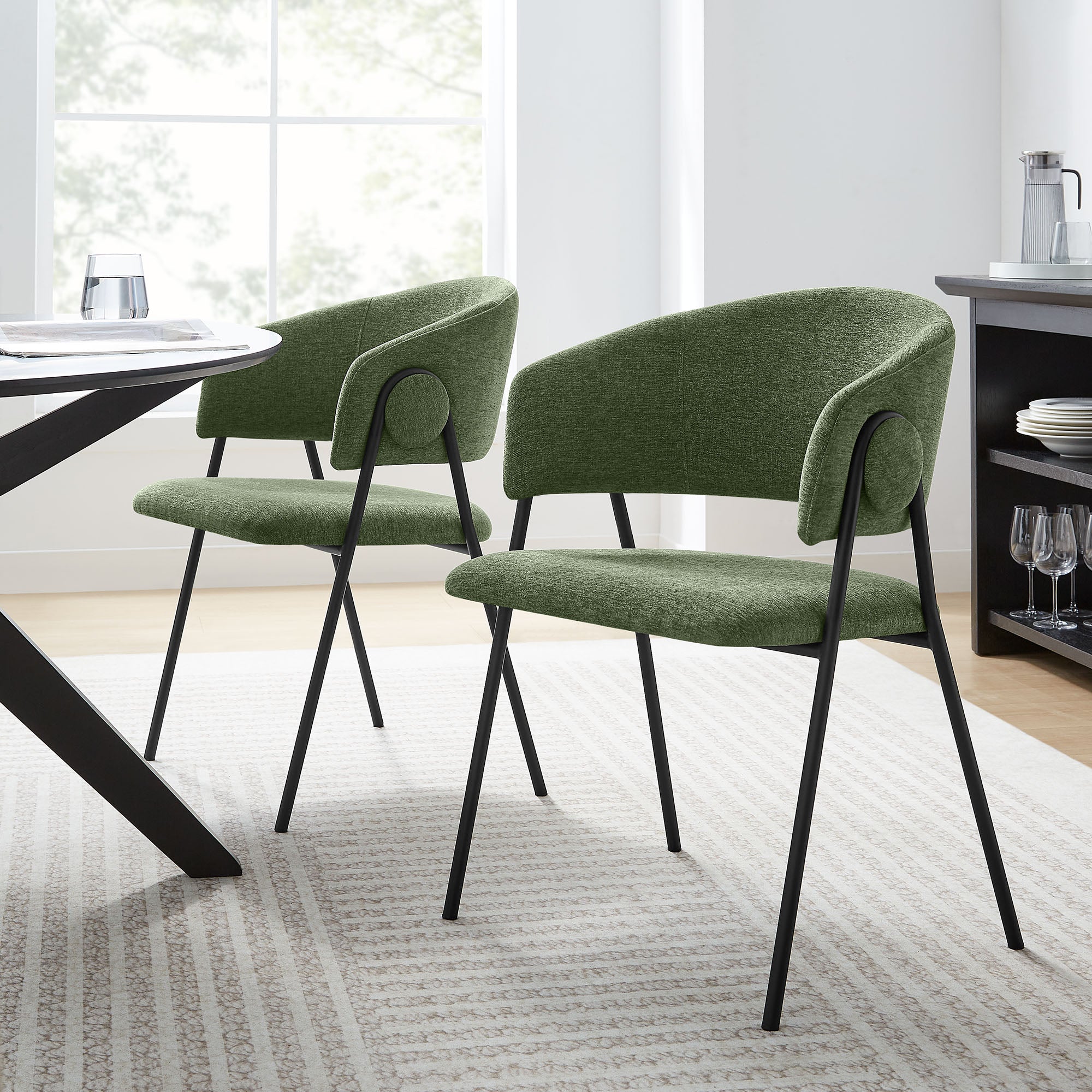 Nella Upholstered Heathered Chenille Dining Chairs Set of 2