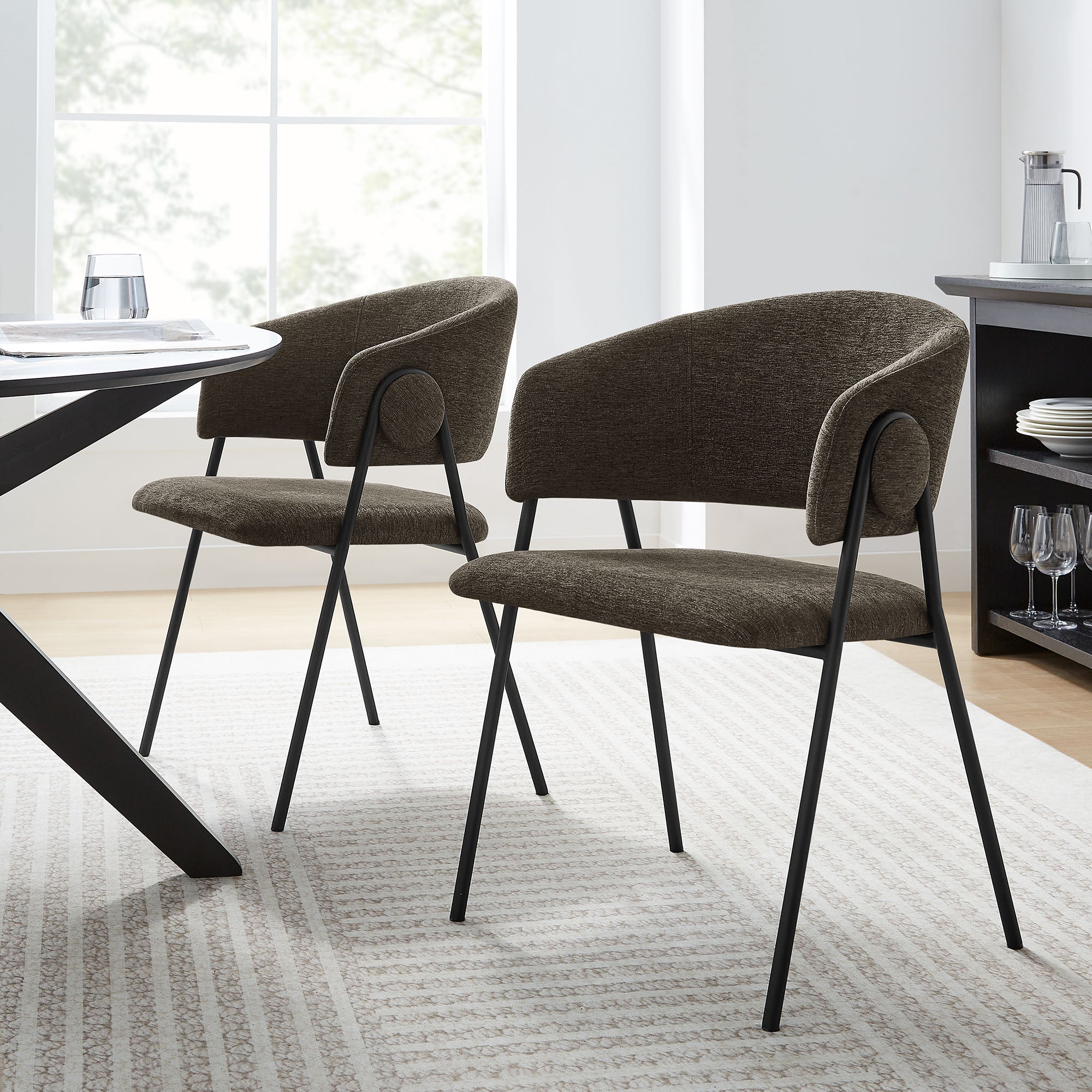 Nella Upholstered Heathered Chenille Dining Chairs Set of 2