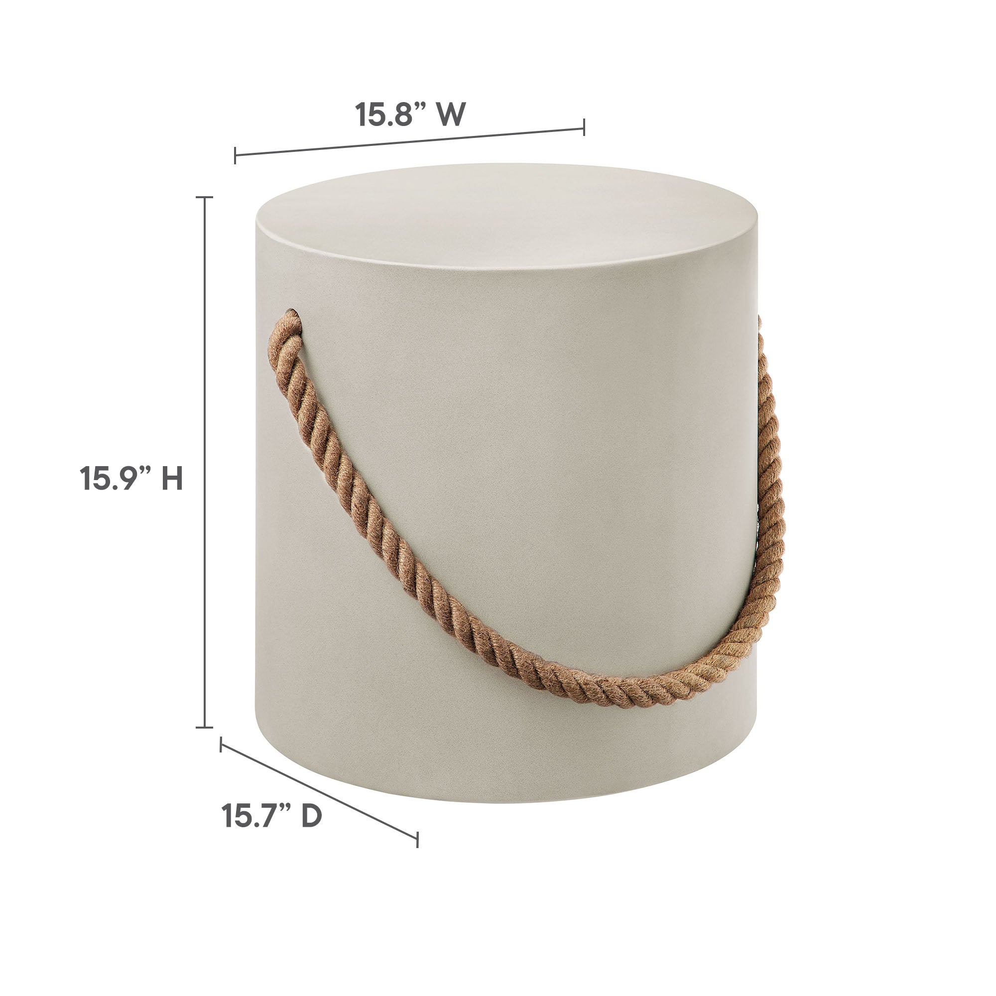 Isera Indoor - Outdoor Patio Rope Concrete Side Table Stool