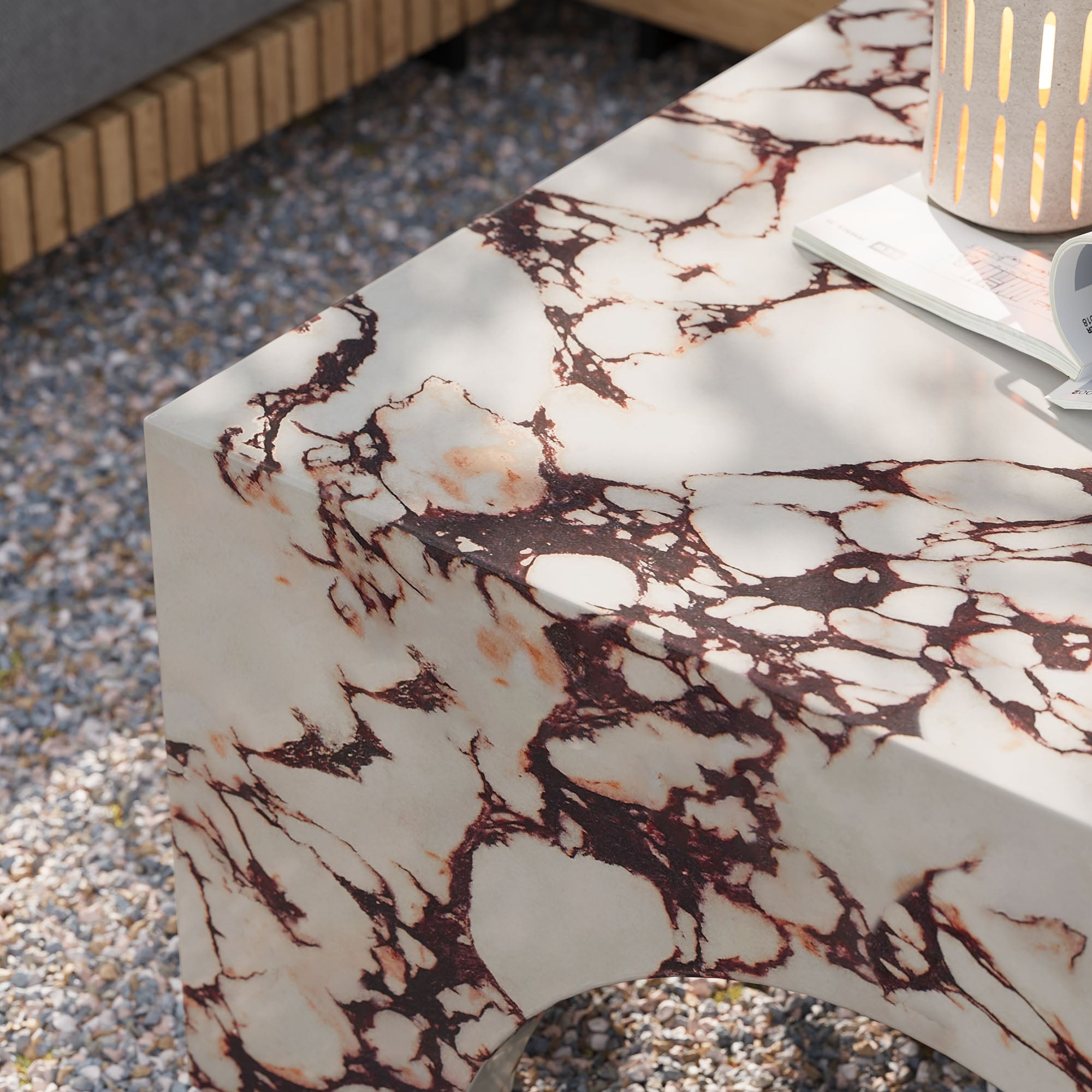 Valen Indoor - Outdoor Patio Arched Concrete Coffee Table