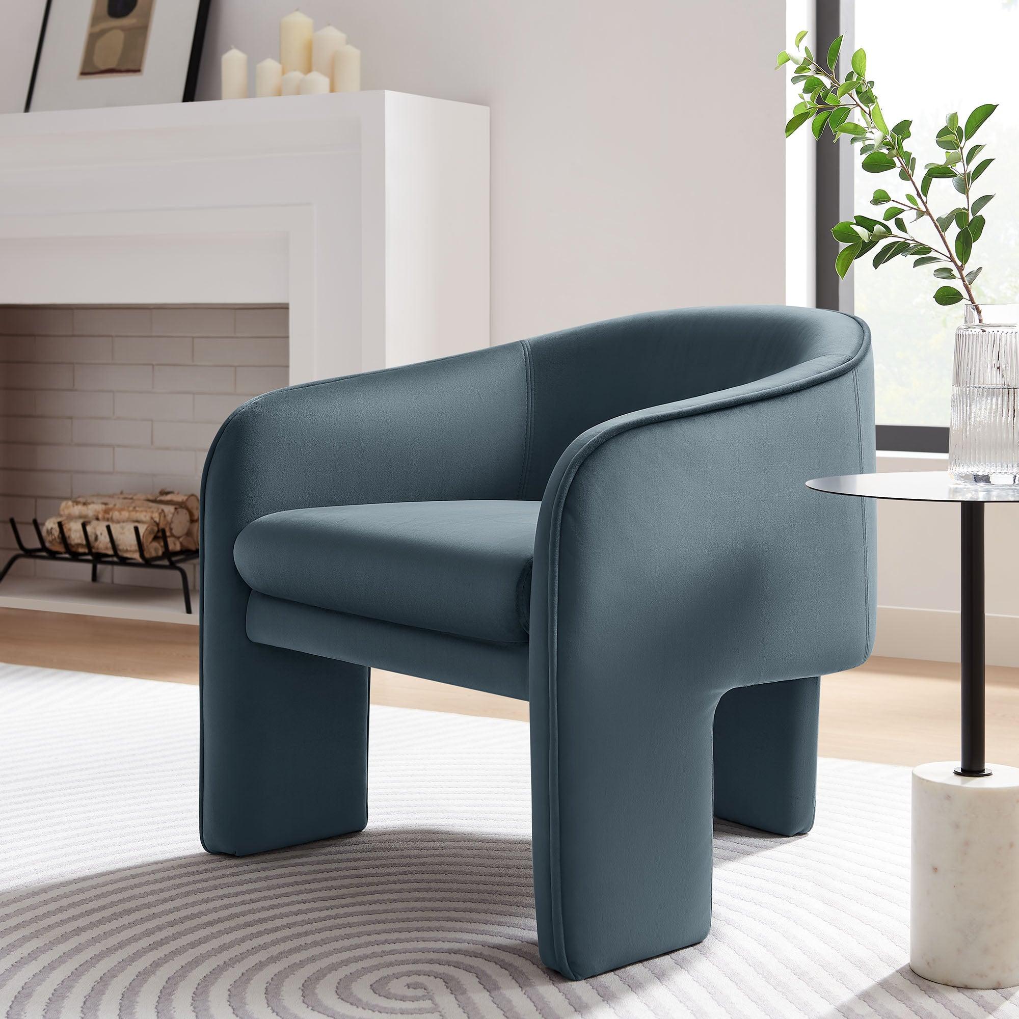 Greer Performance Velvet Upholstered Accent Armchair
