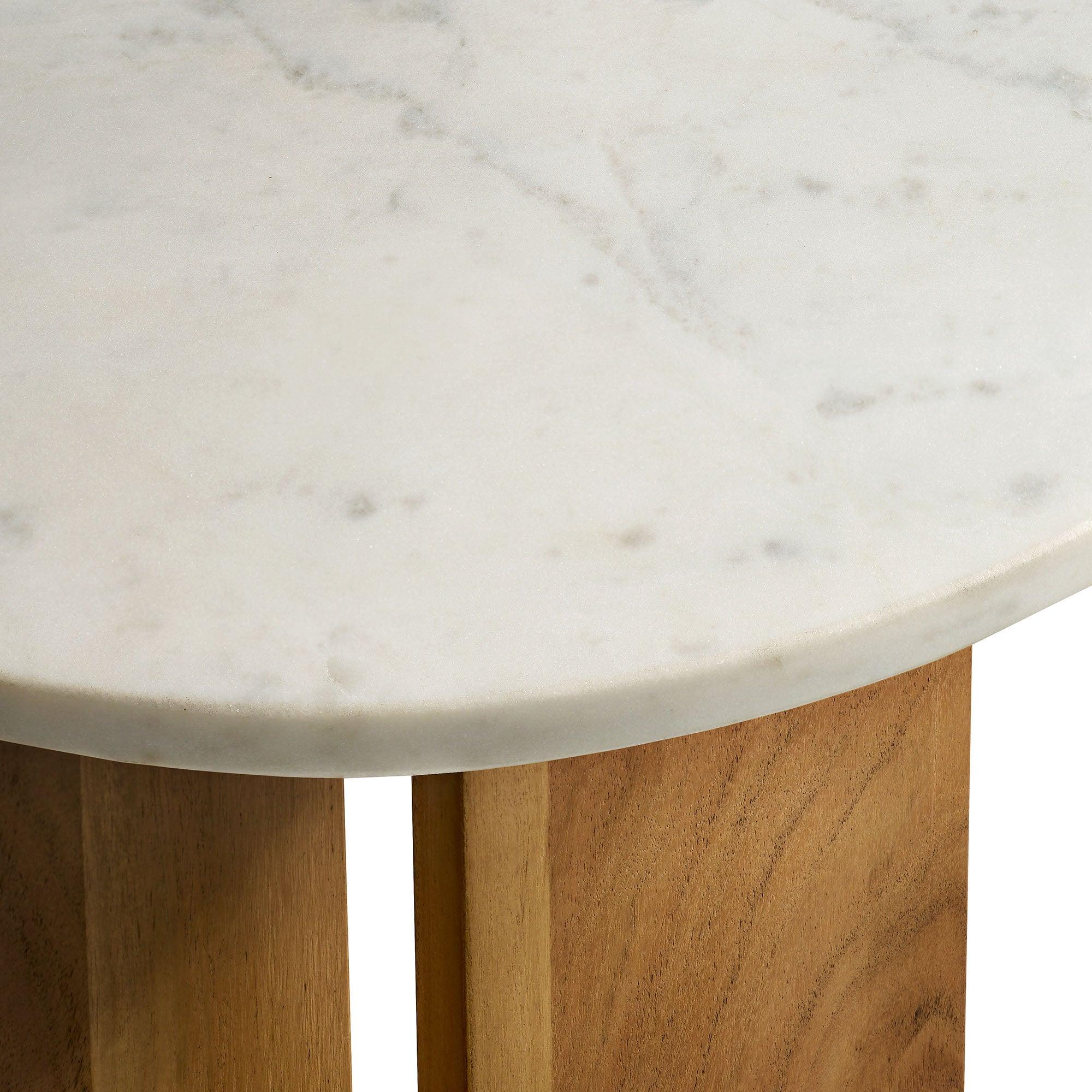 Tarin Acacia Wood and Marble Side Table