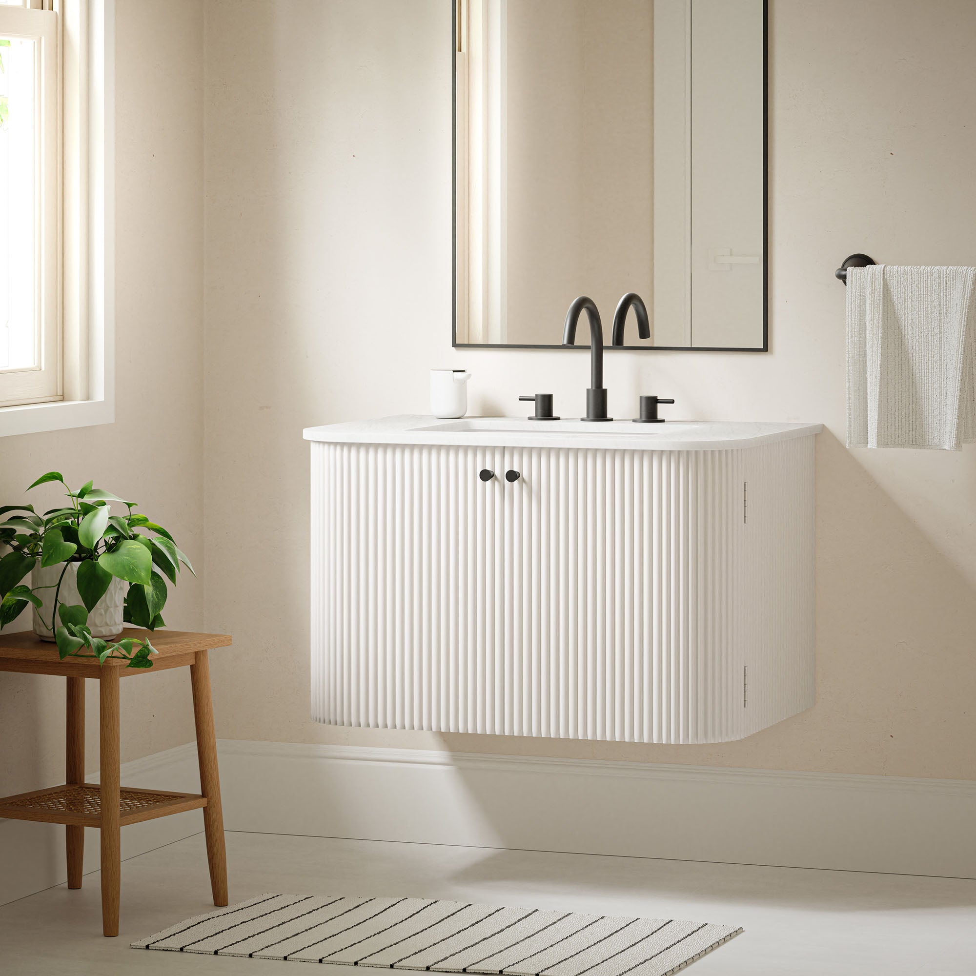 Zia 30" Wall-Mount Bathroom Vanity with Marble Sink