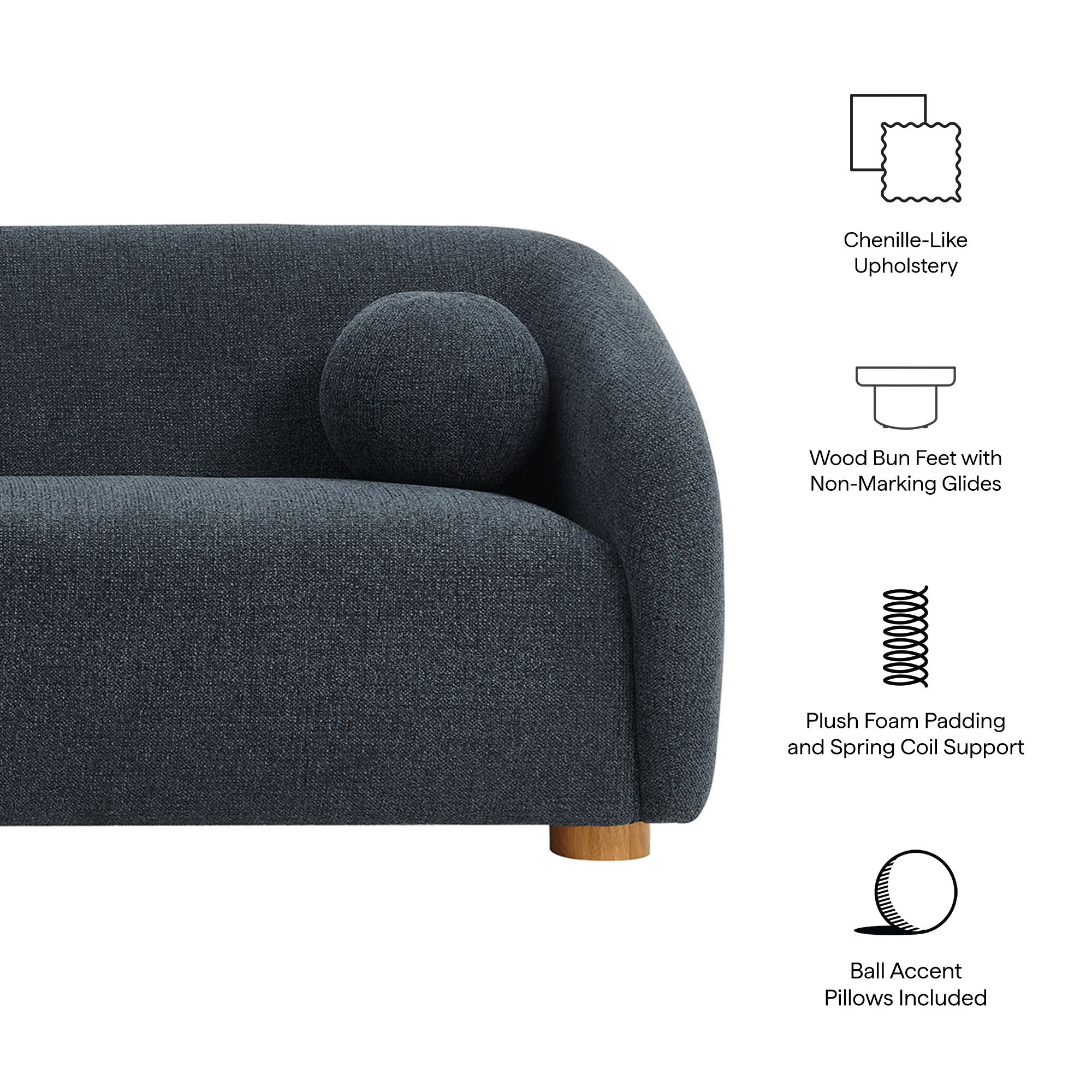 Holland 85" Chenille Fabric Sofa