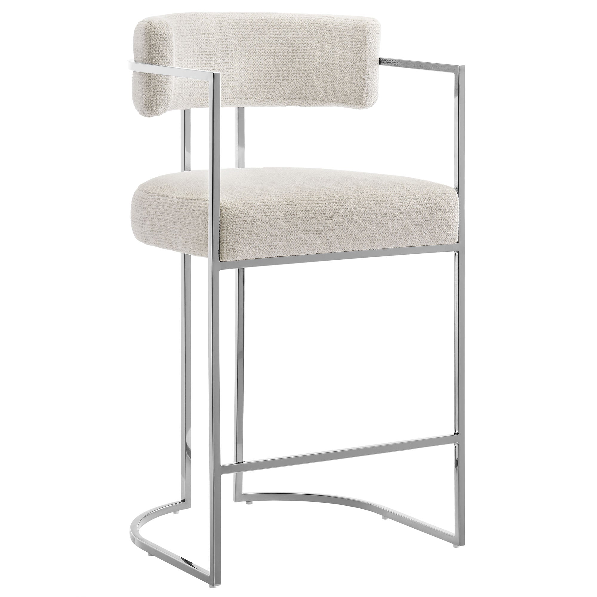 Huron Curved Back Fabric and Metal Counter Stool