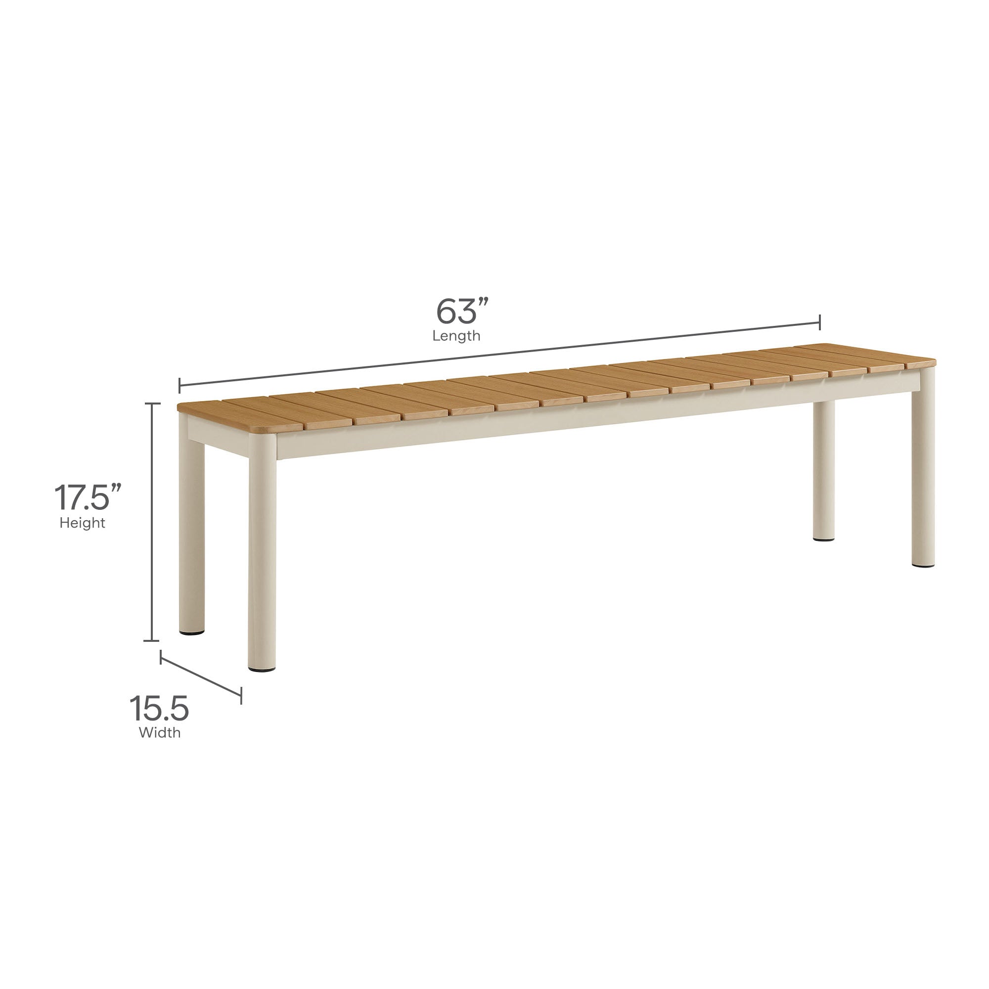 Finn Outdoor Patio Aluminum Bench with Faux Wood Top Set of 2