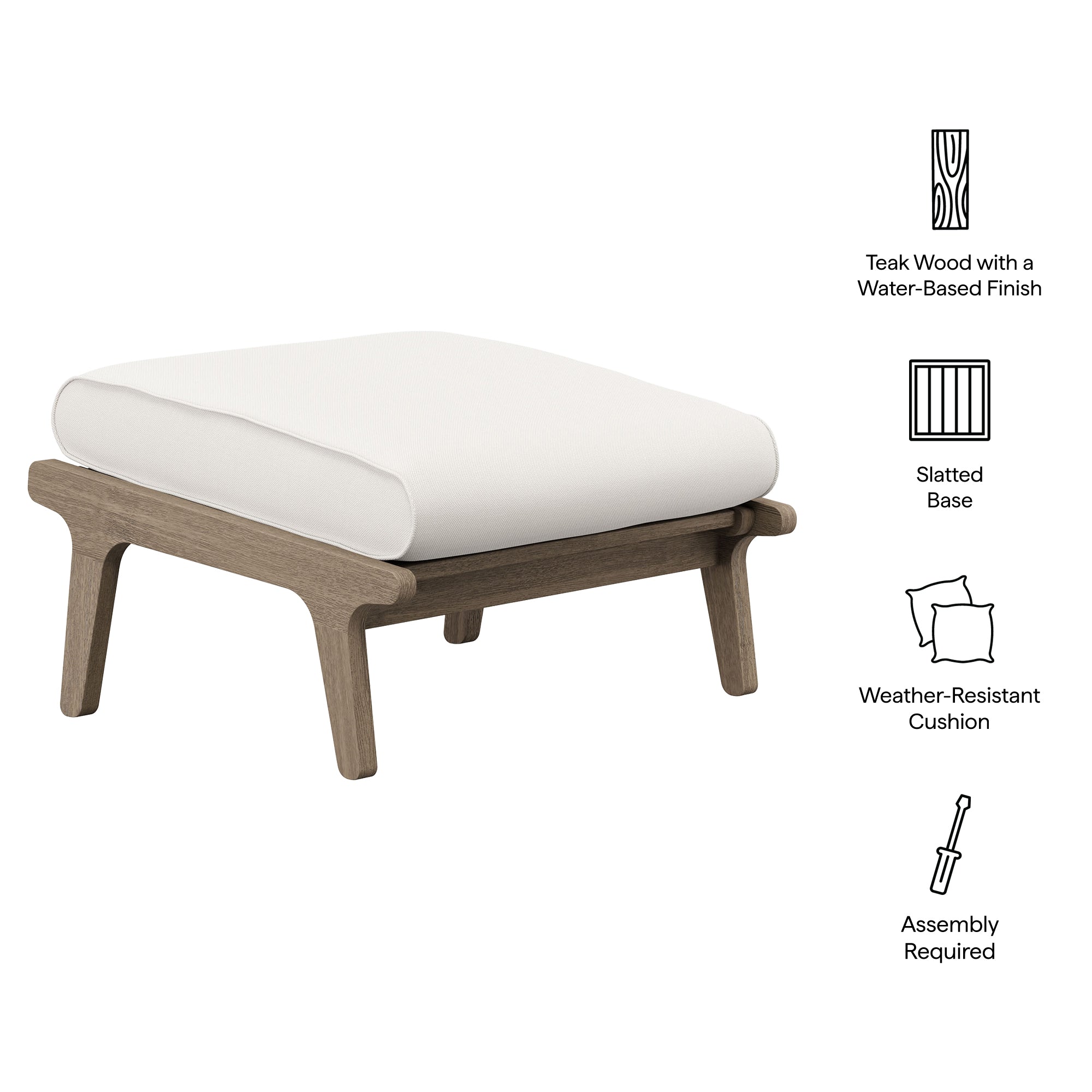 Saratoga Outdoor Patio Teak Ottoman
