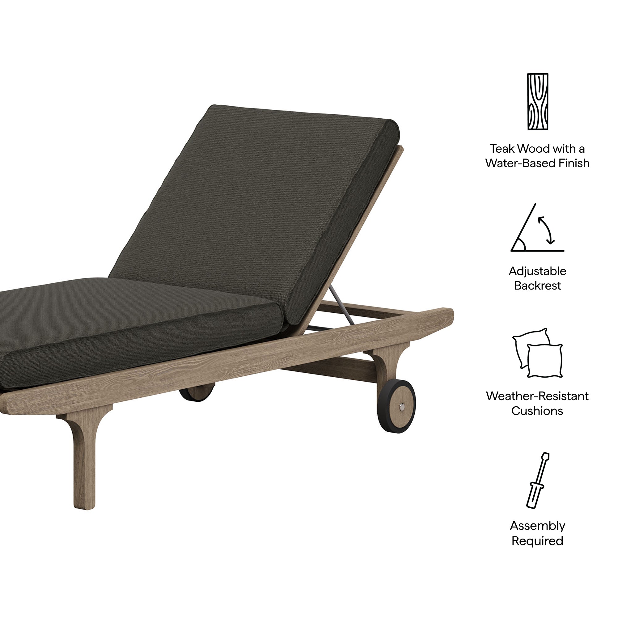 Saratoga Outdoor Patio Teak Chaise Lounge Chair