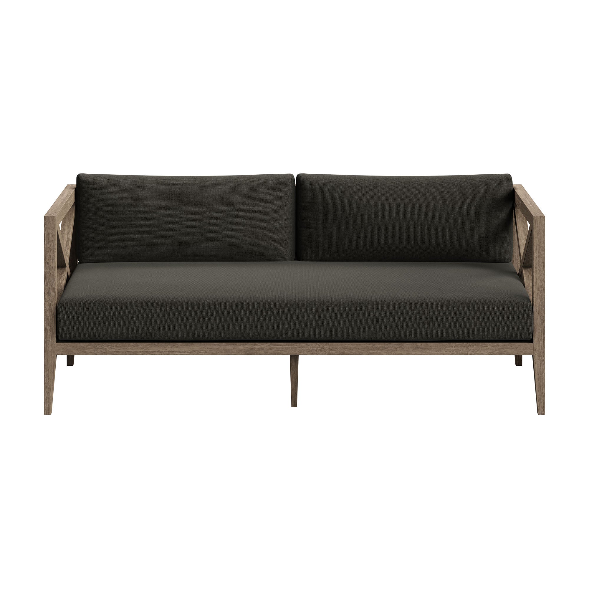 Northlake Outdoor Patio Teak Wood Loveseat and Ottoman Set