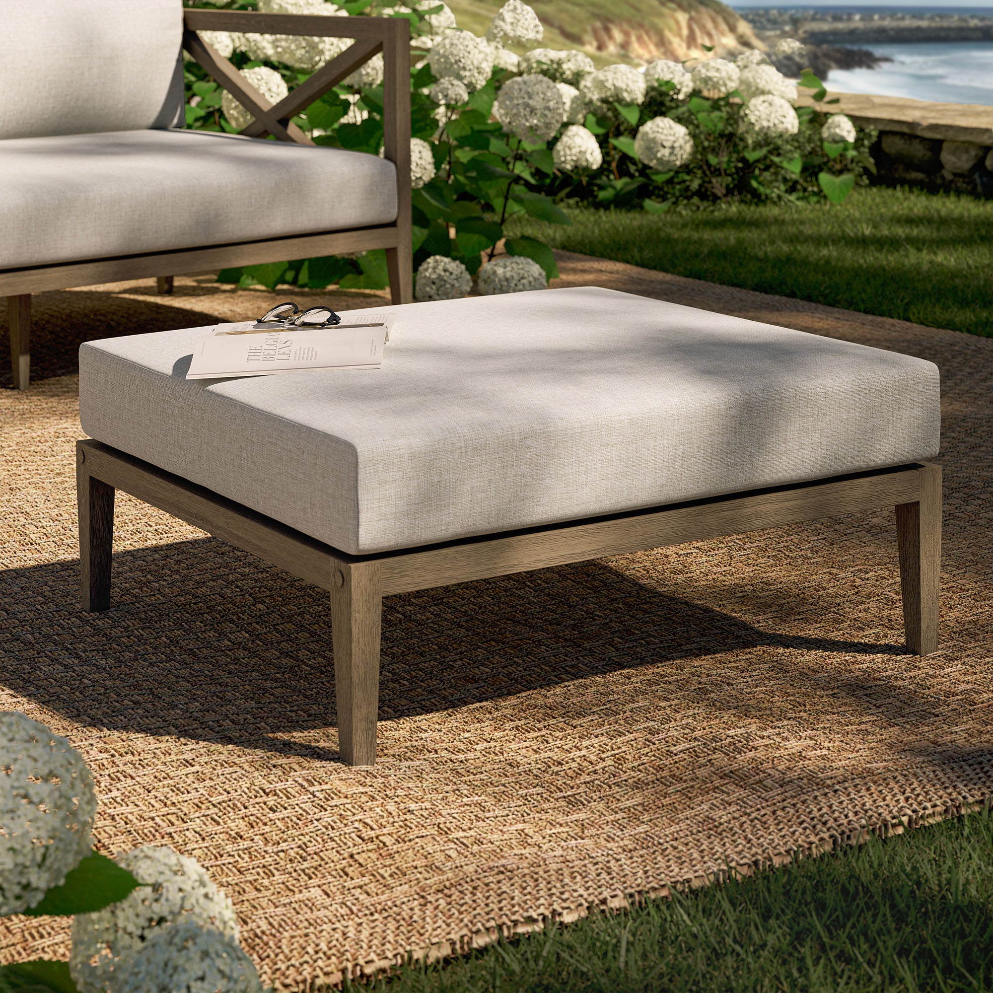 Northlake Outdoor Patio Teak Ottoman