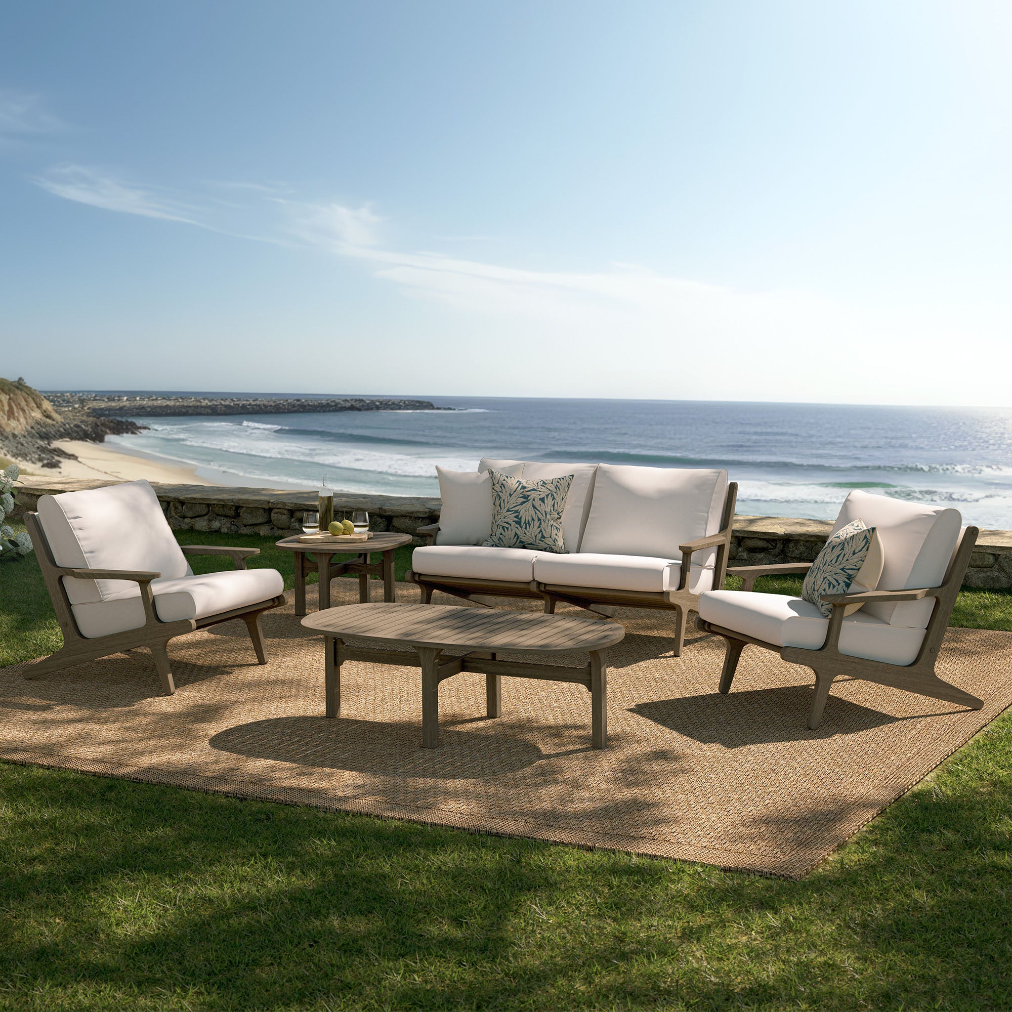 Saratoga 5-Piece Outdoor Patio Teak Wood Furniture Set