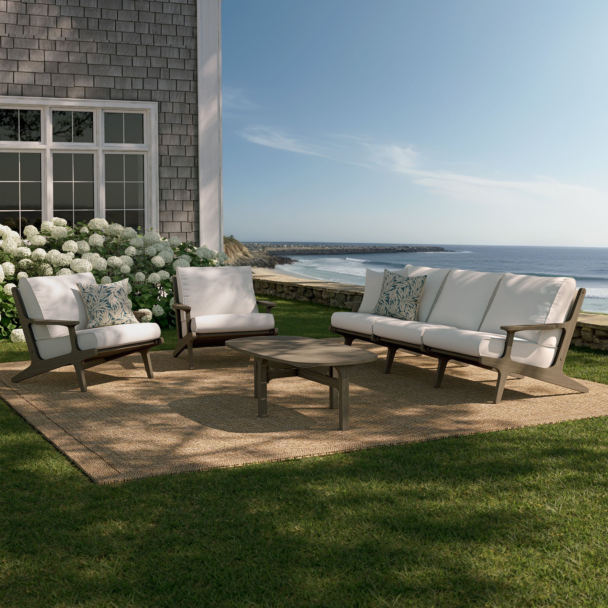 Saratoga 4-Piece Outdoor Patio Teak Wood Furniture Set