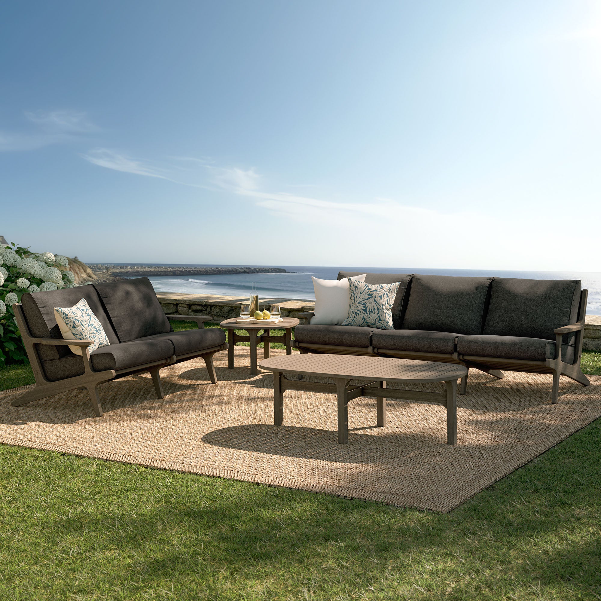 Saratoga 4-Piece Outdoor Patio Teak Wood Furniture Set